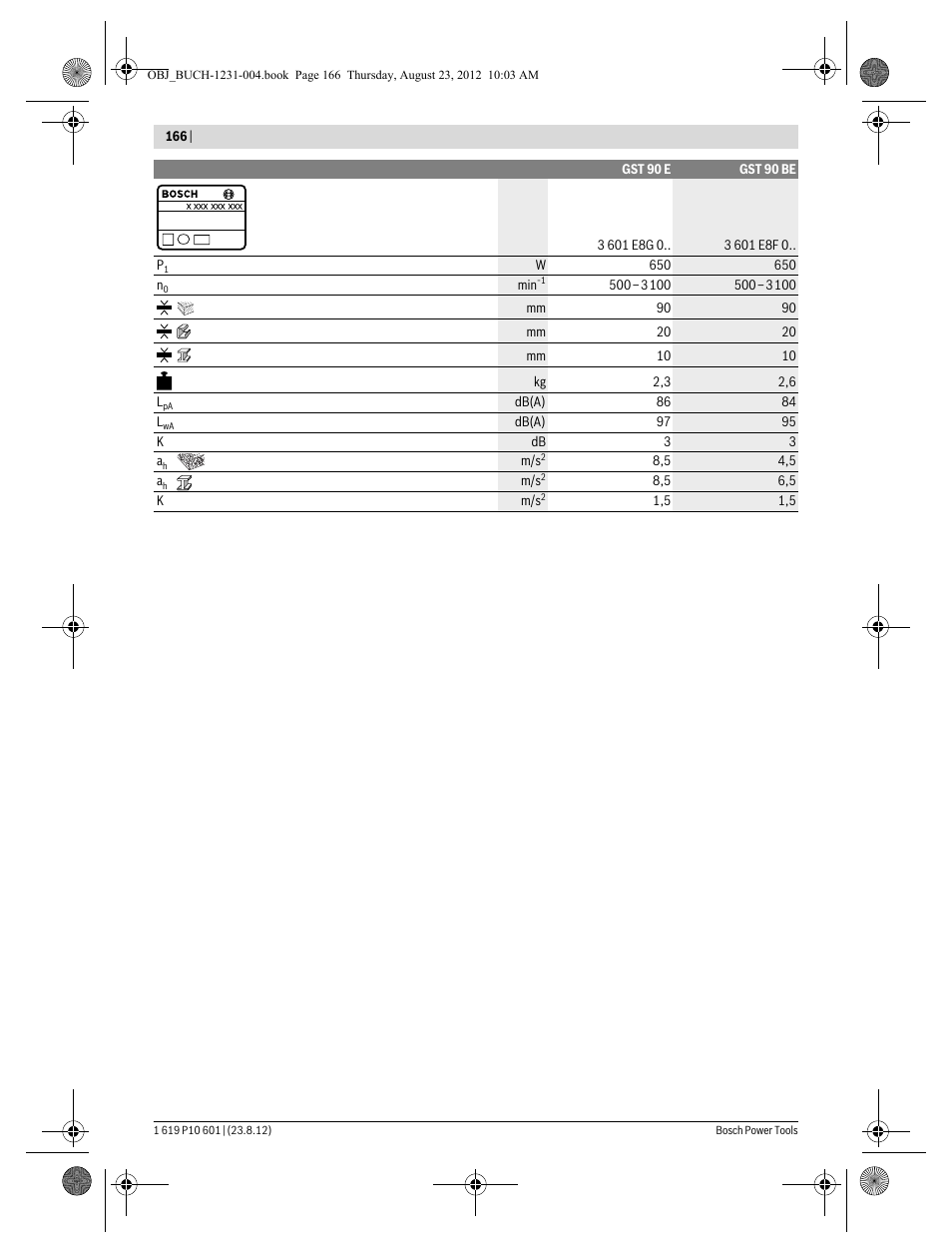 Bosch GST 90 E Professional User Manual | Page 166 / 178