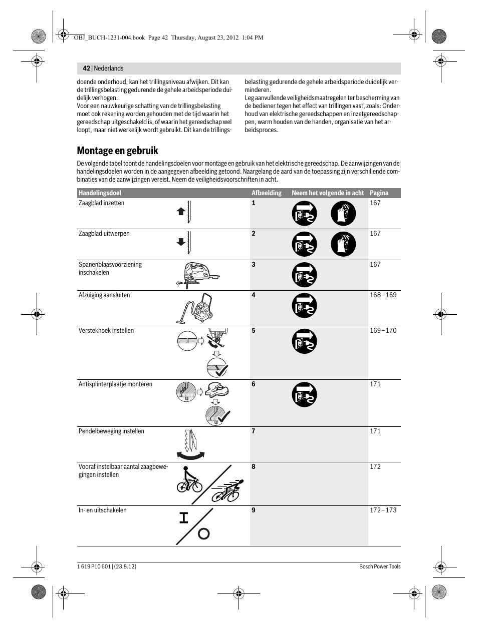 Montage en gebruik | Bosch GST 90 E Professional User Manual | Page 42 / 178