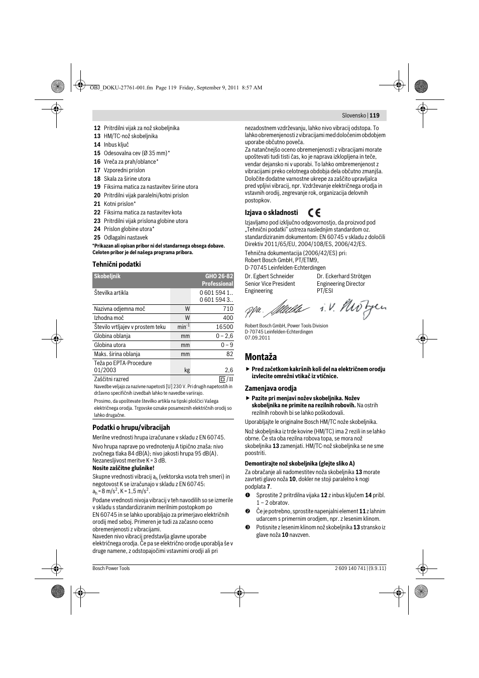Montaža | Bosch GHO 26-82 Professional User Manual | Page 119 / 142
