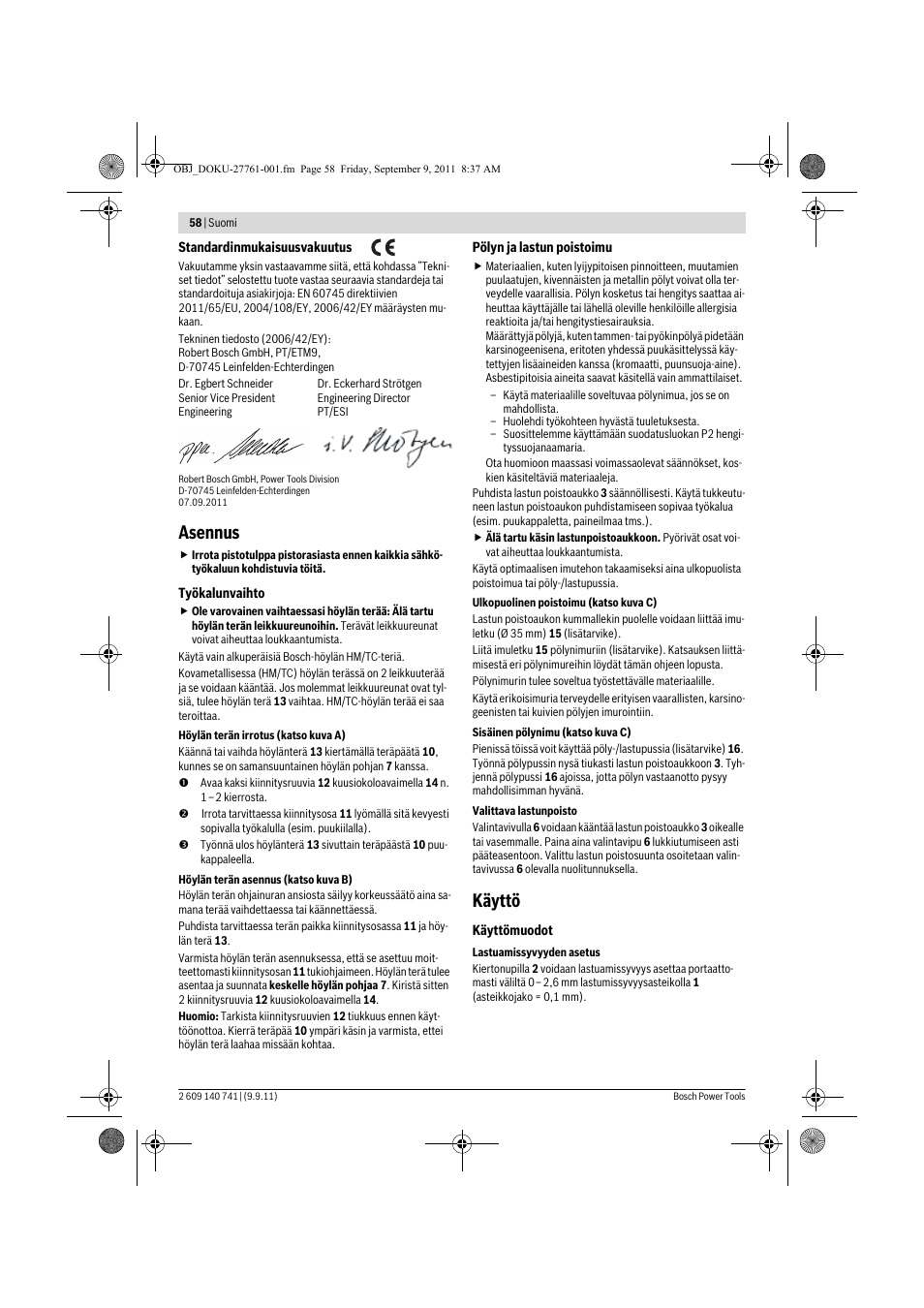 Asennus, Käyttö | Bosch GHO 26-82 Professional User Manual | Page 58 / 142