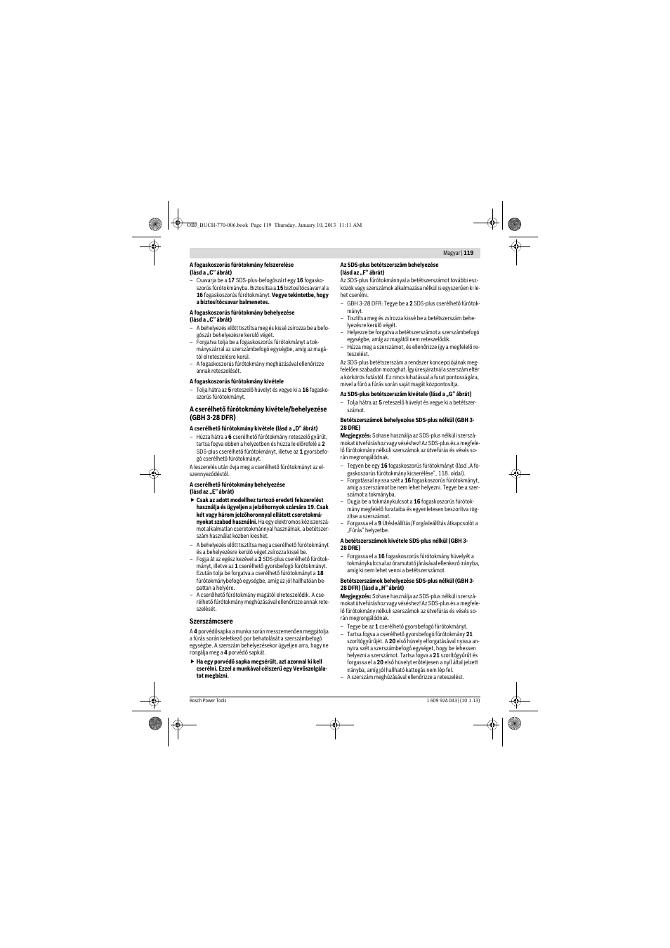Bosch GBH 3-28 DRE Professional User Manual | Page 119 / 207