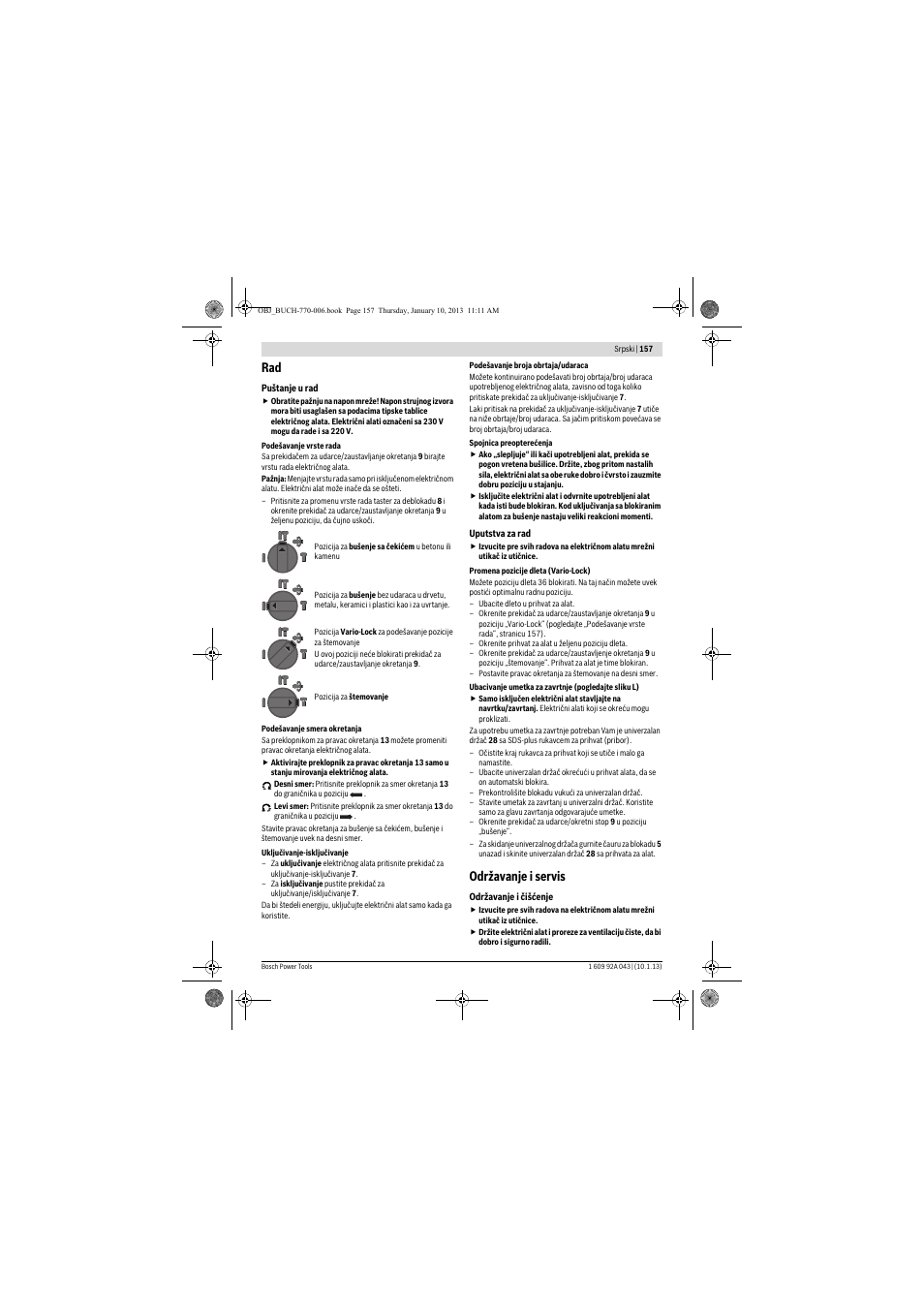 Održavanje i servis | Bosch GBH 3-28 DRE Professional User Manual | Page 157 / 207