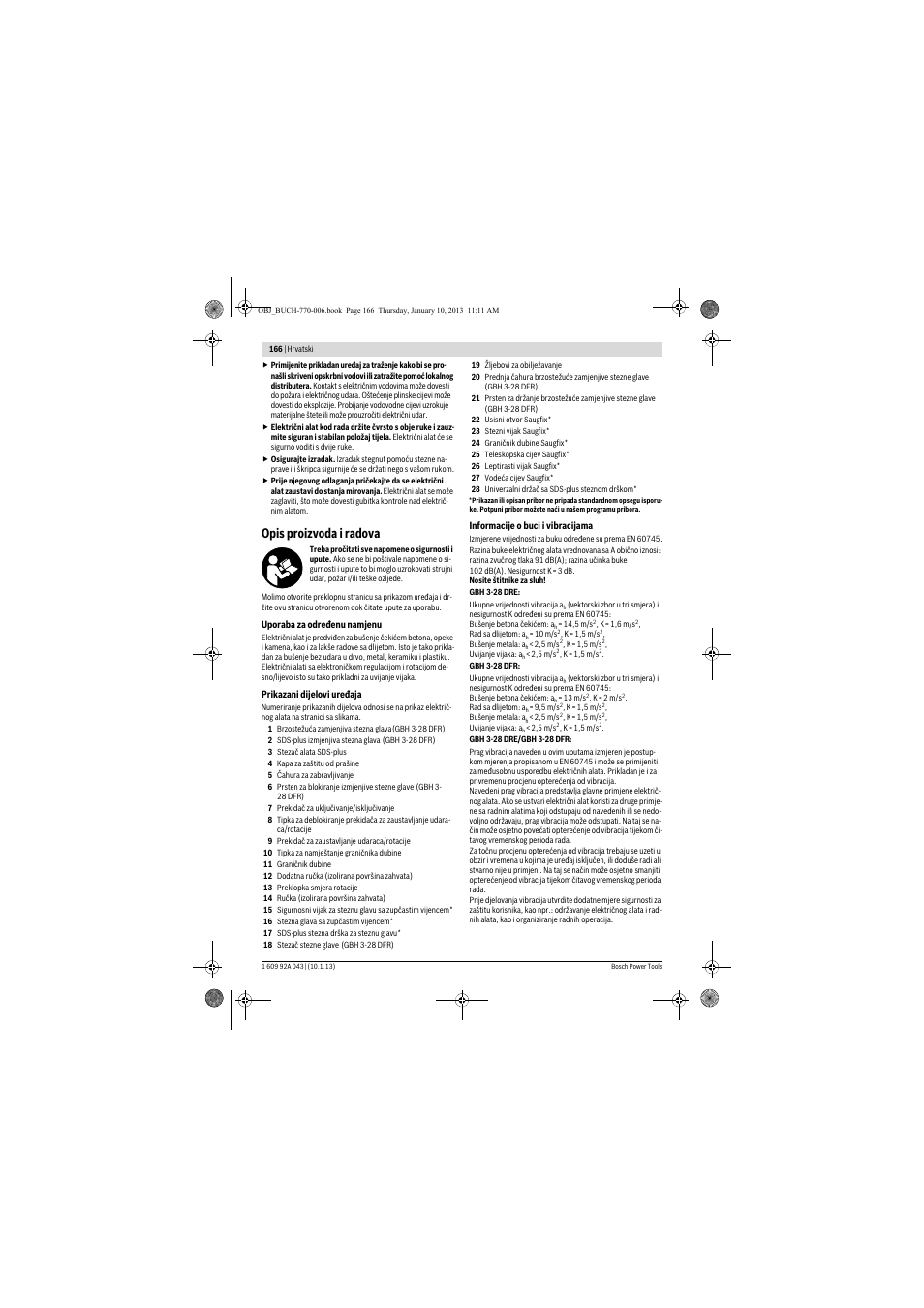 Opis proizvoda i radova | Bosch GBH 3-28 DRE Professional User Manual | Page 166 / 207