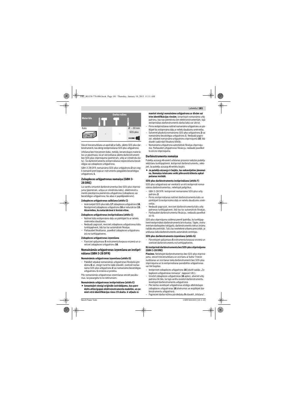 Bosch GBH 3-28 DRE Professional User Manual | Page 181 / 207