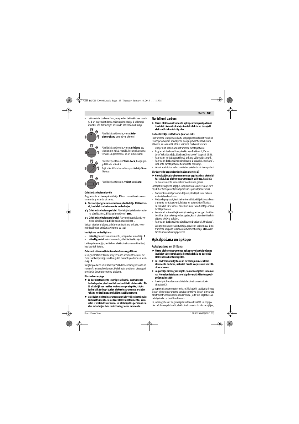 Apkalpošana un apkope | Bosch GBH 3-28 DRE Professional User Manual | Page 183 / 207