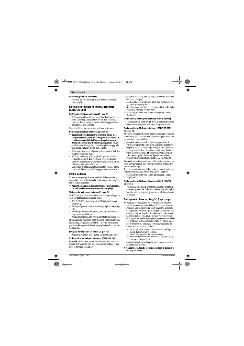 Bosch GBH 3-28 DRE Professional User Manual | Page 188 / 207