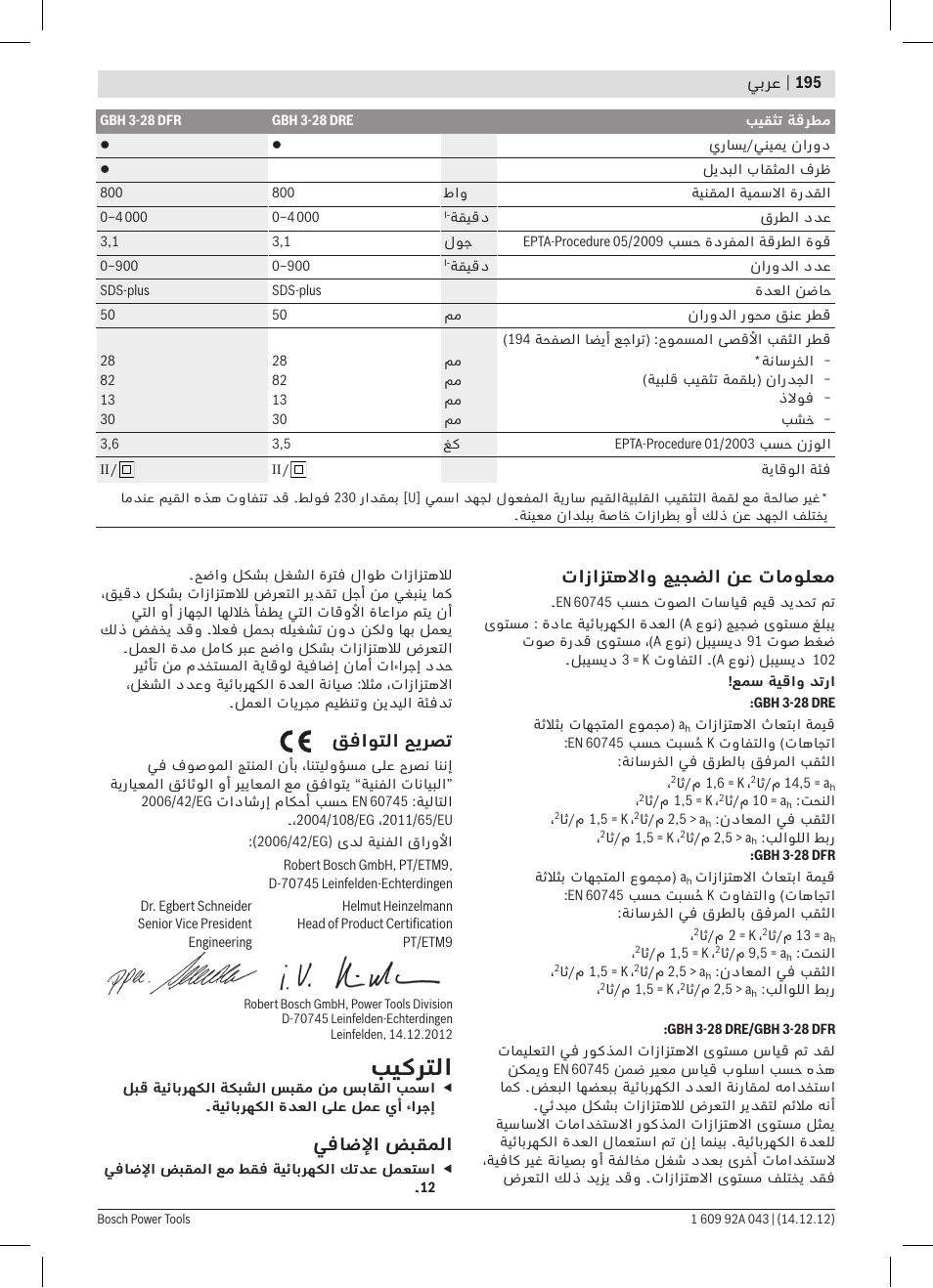بيكرتلا | Bosch GBH 3-28 DRE Professional User Manual | Page 195 / 207