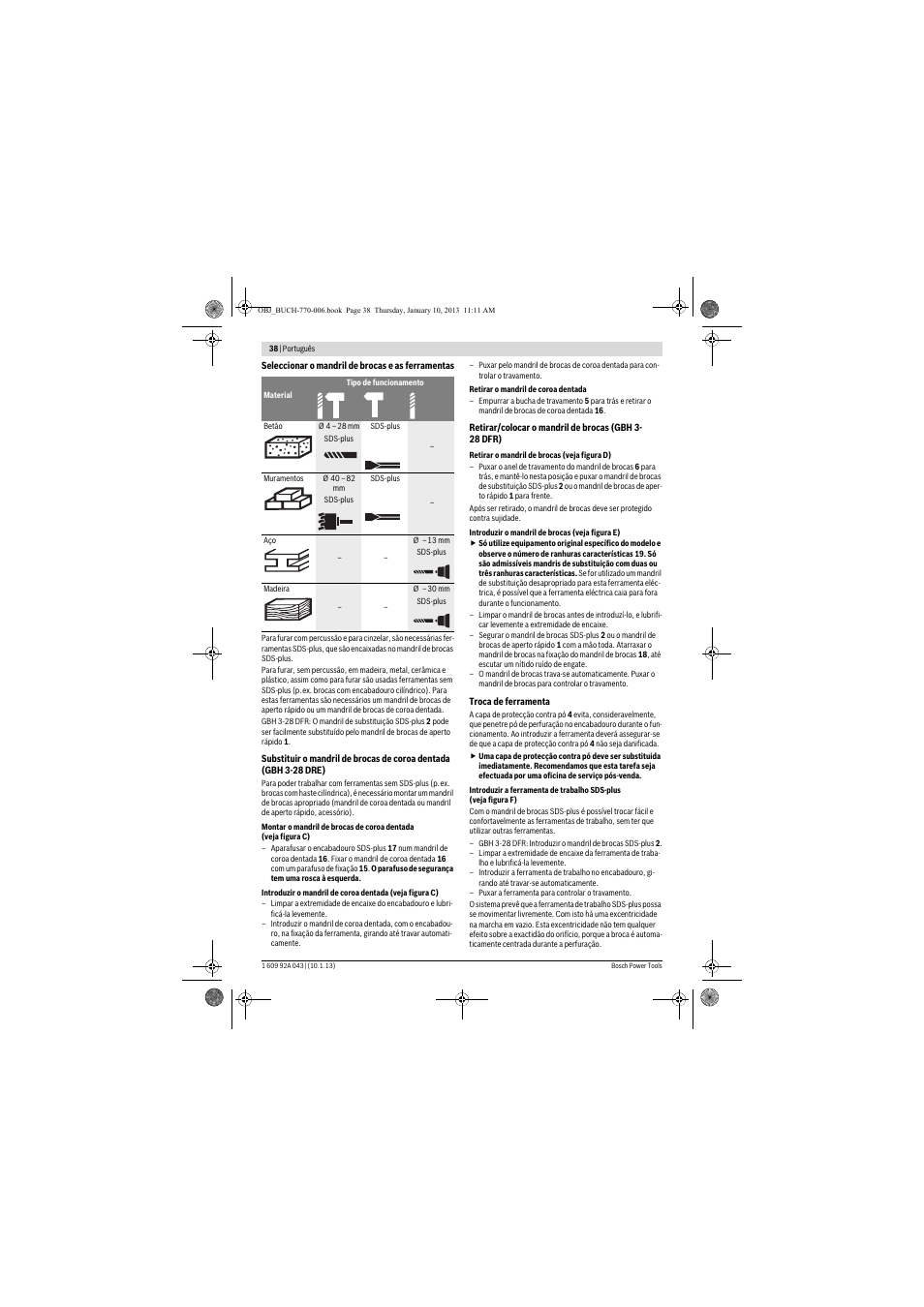 Bosch GBH 3-28 DRE Professional User Manual | Page 38 / 207