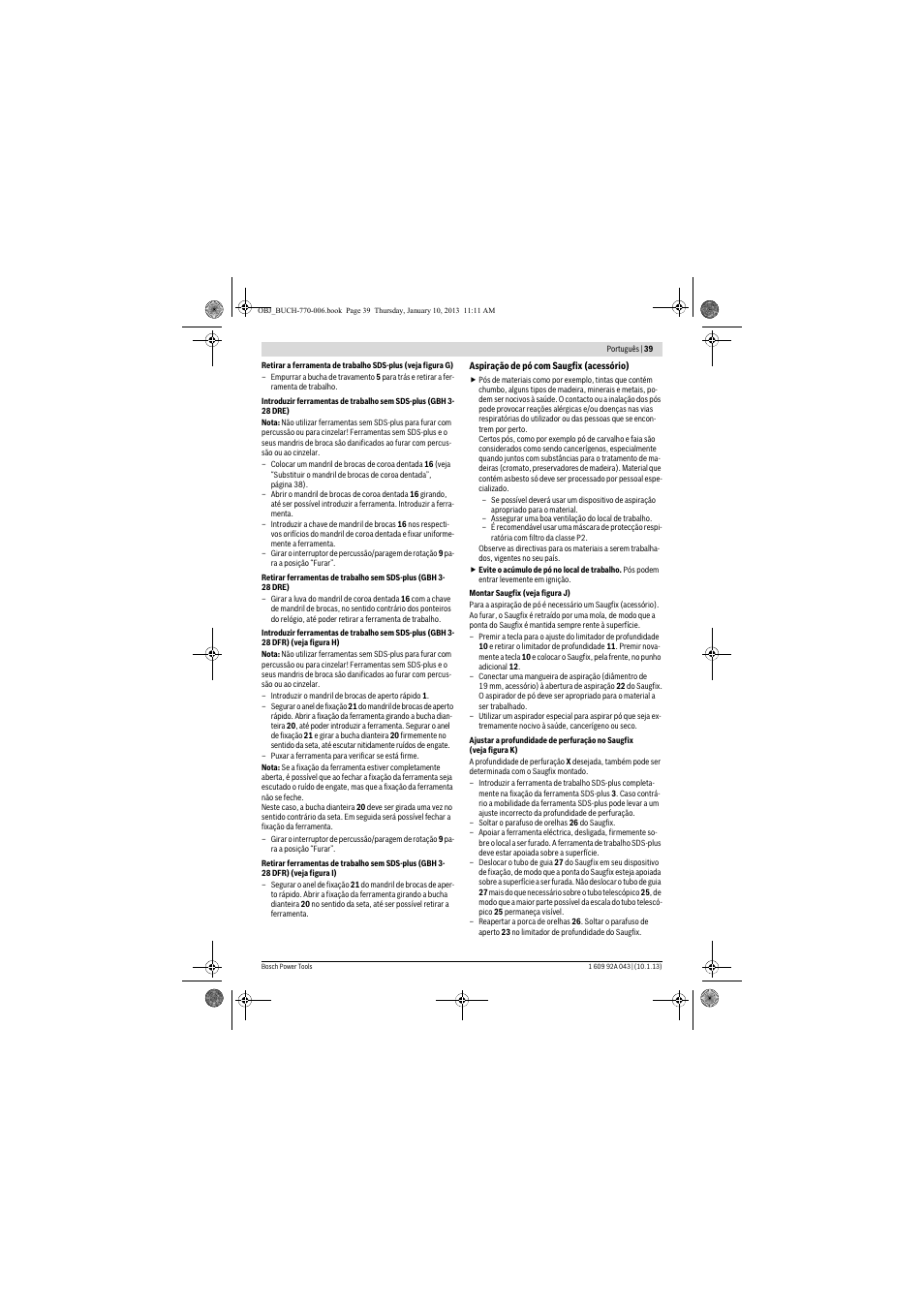 Bosch GBH 3-28 DRE Professional User Manual | Page 39 / 207