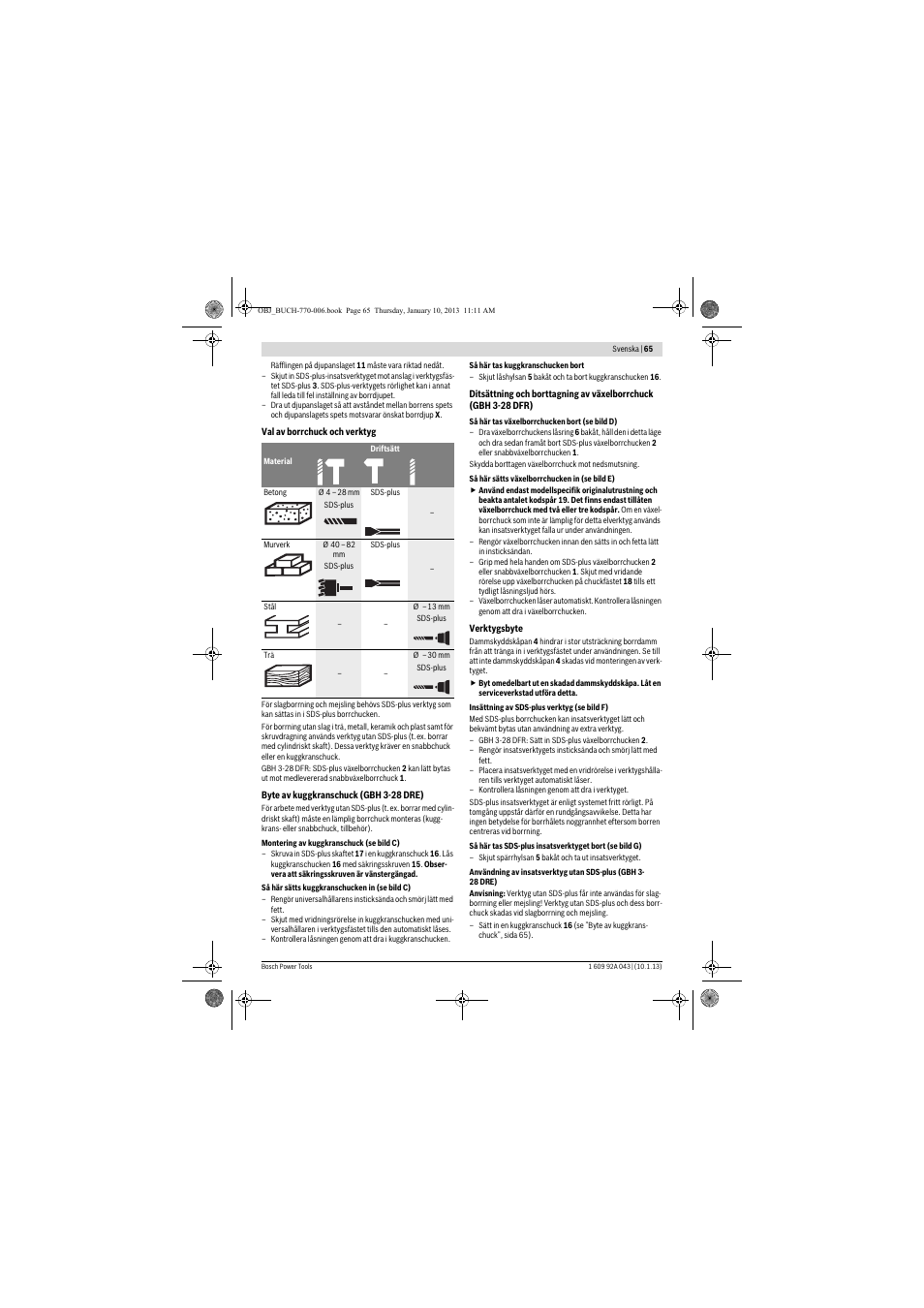 Bosch GBH 3-28 DRE Professional User Manual | Page 65 / 207