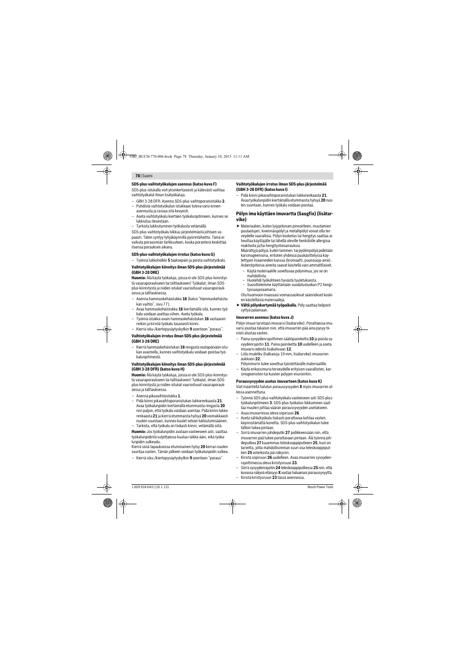 Bosch GBH 3-28 DRE Professional User Manual | Page 78 / 207
