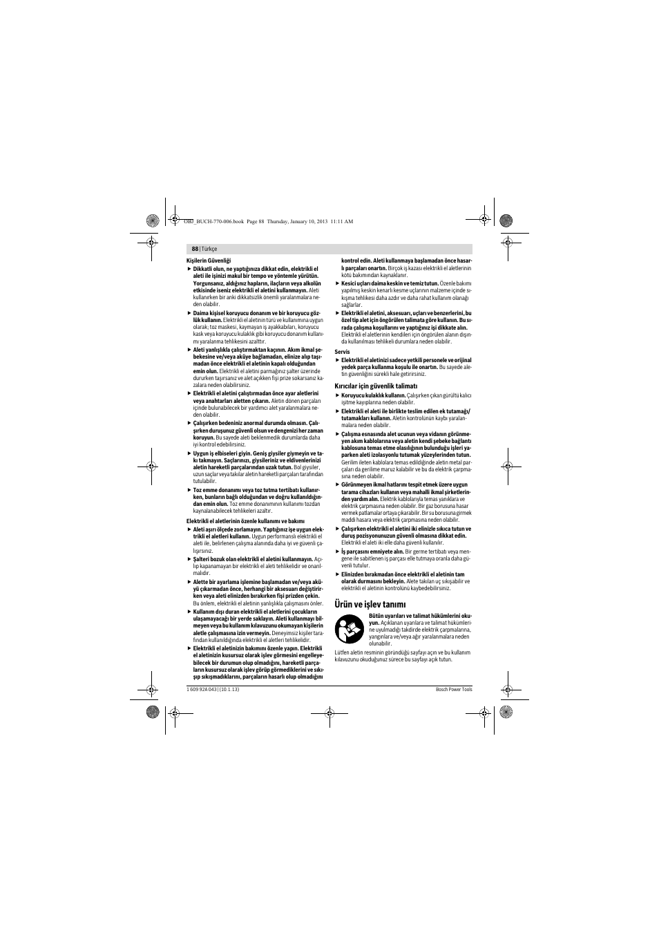 Ürün ve işlev tanımı | Bosch GBH 3-28 DRE Professional User Manual | Page 88 / 207