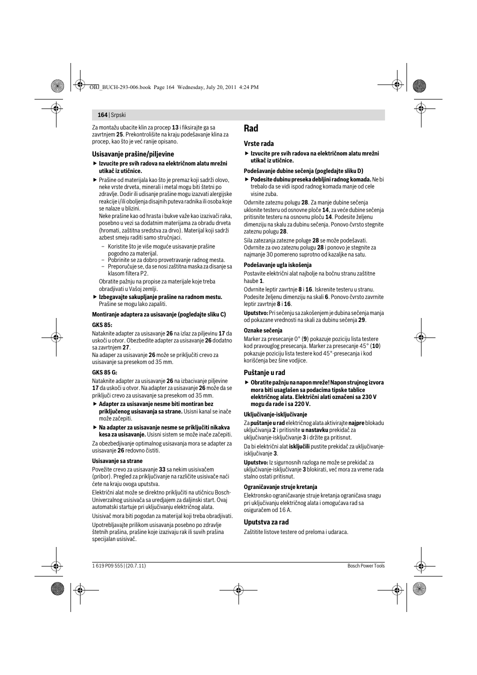 Bosch GKS 85 G Professional User Manual | Page 164 / 217