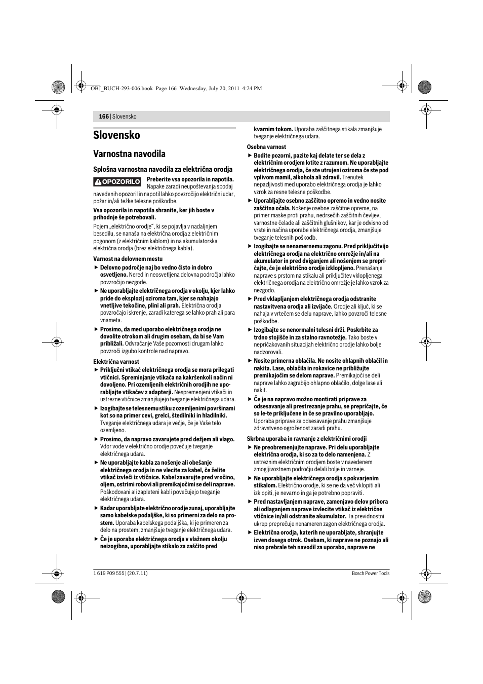 Slovensko, Varnostna navodila | Bosch GKS 85 G Professional User Manual | Page 166 / 217