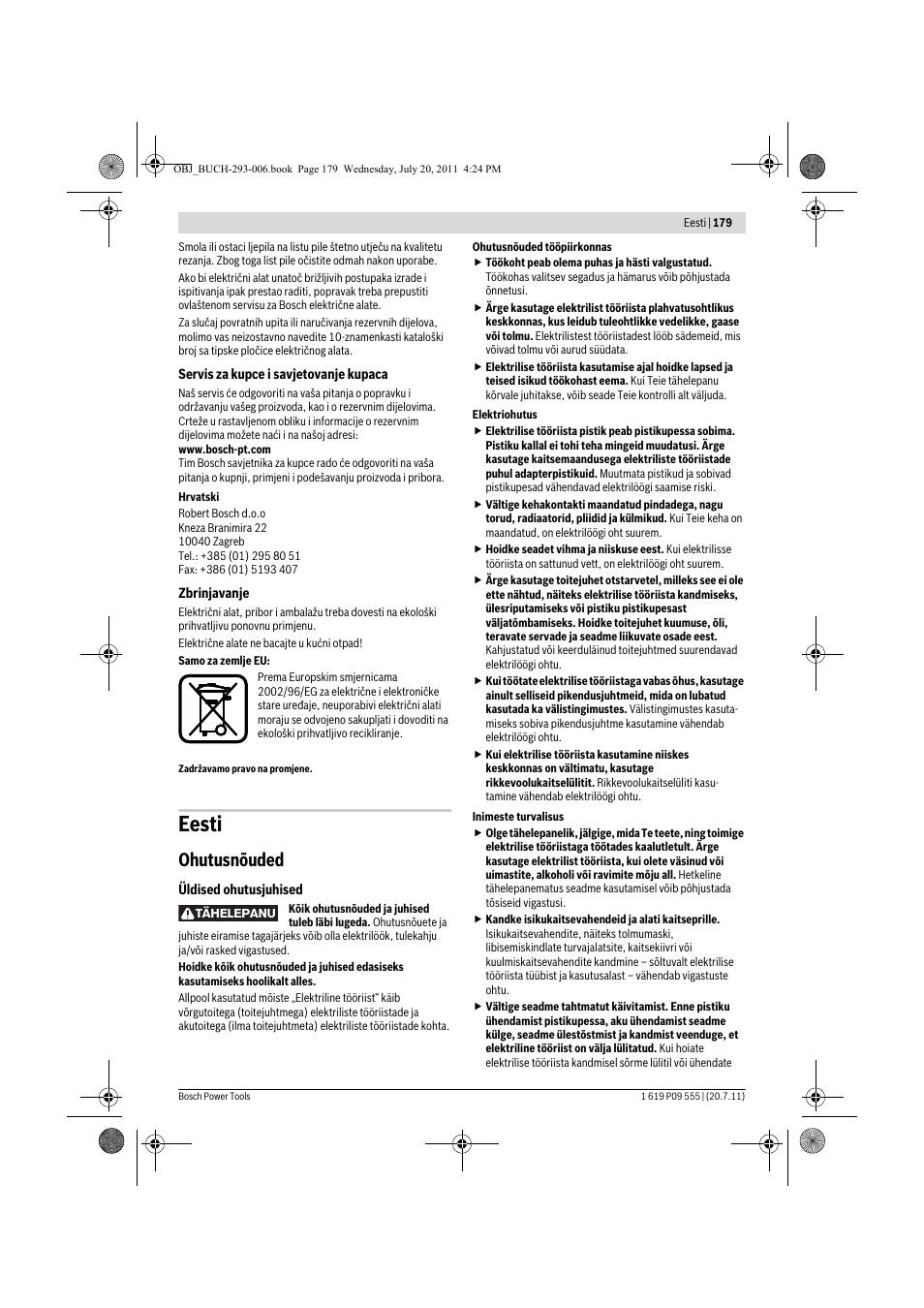 Eesti, Ohutusnõuded | Bosch GKS 85 G Professional User Manual | Page 179 / 217