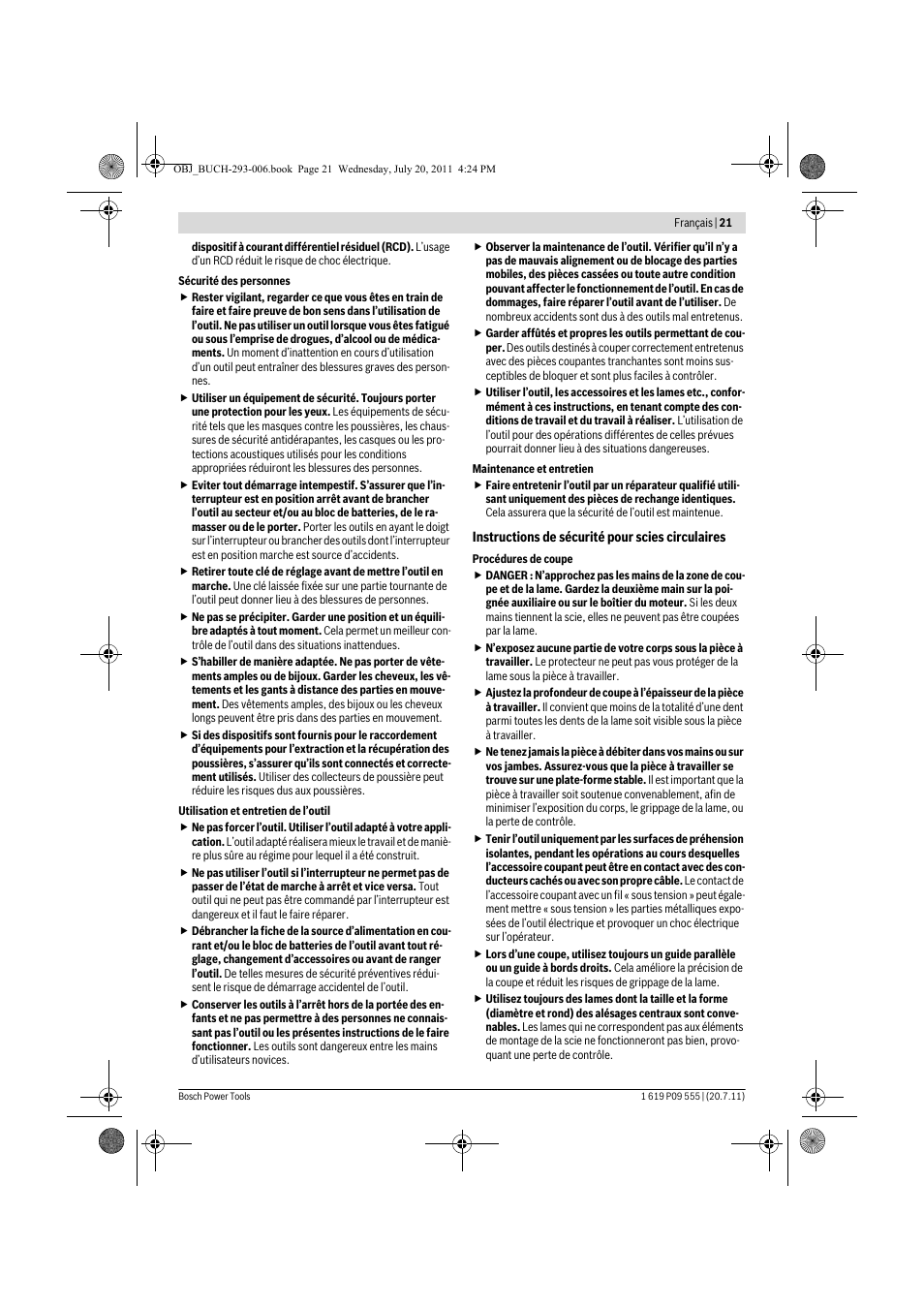 Bosch GKS 85 G Professional User Manual | Page 21 / 217