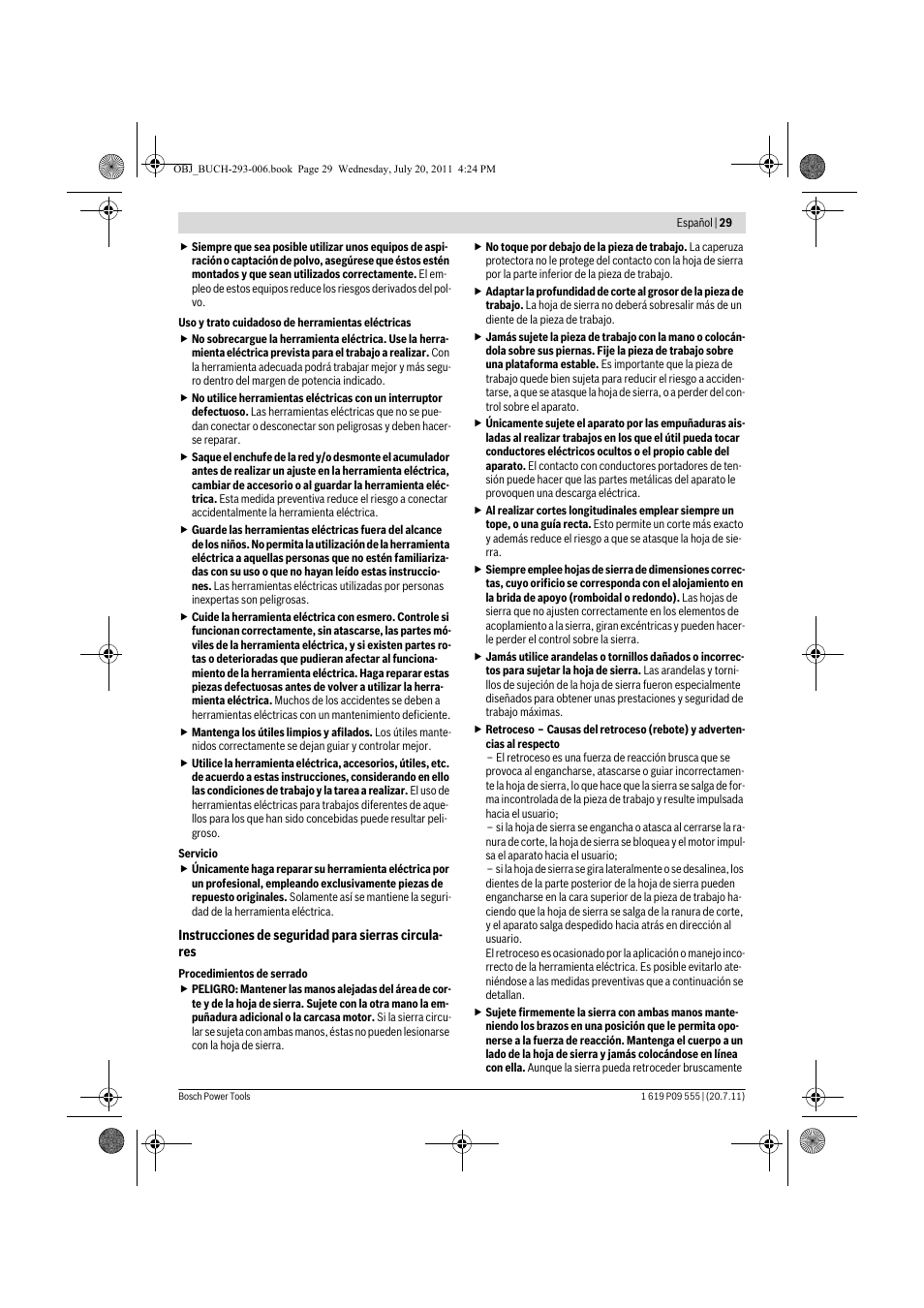 Bosch GKS 85 G Professional User Manual | Page 29 / 217