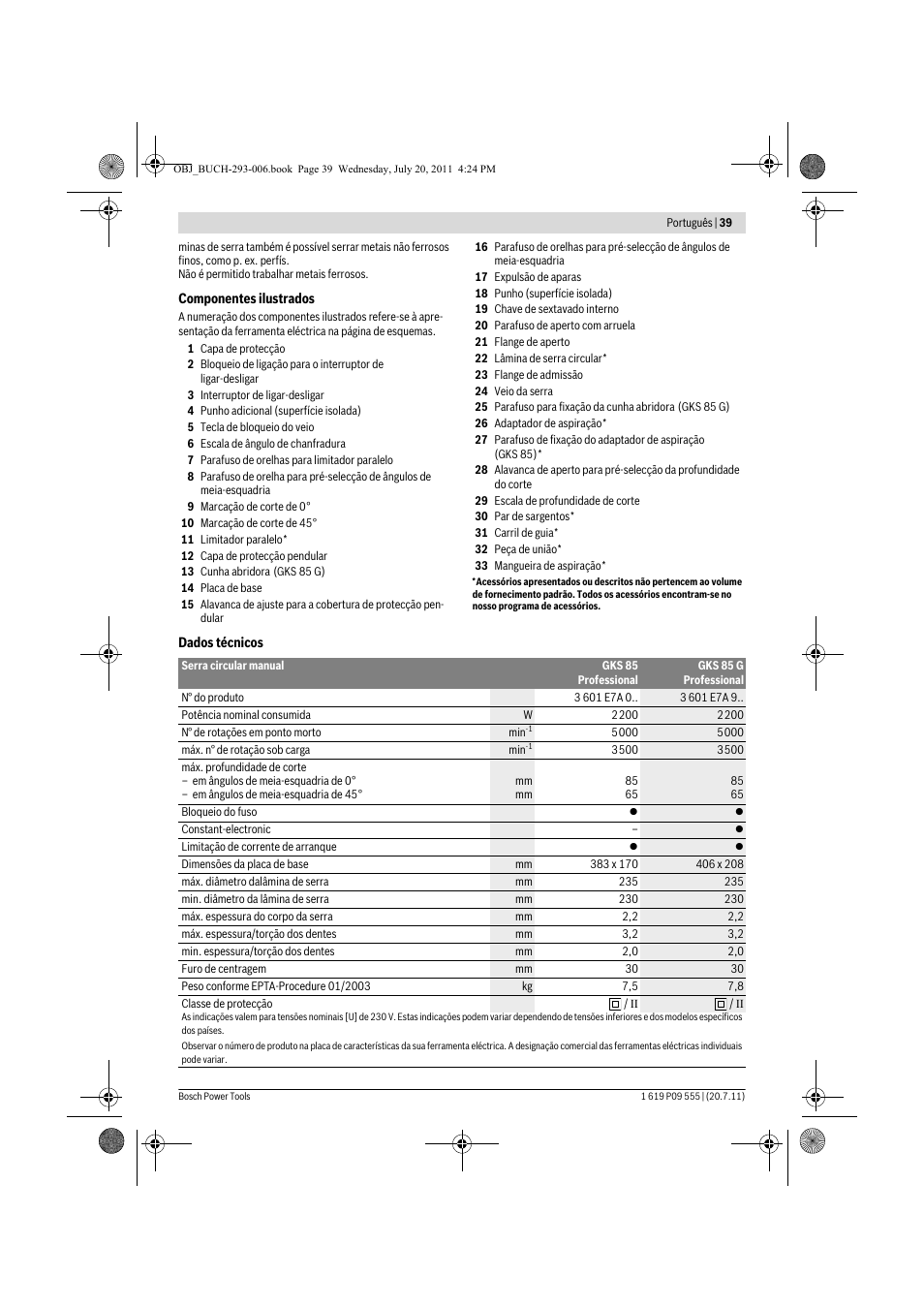 Bosch GKS 85 G Professional User Manual | Page 39 / 217