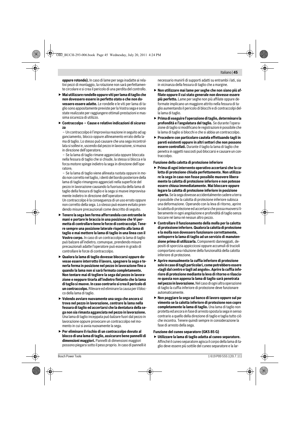 Bosch GKS 85 G Professional User Manual | Page 45 / 217