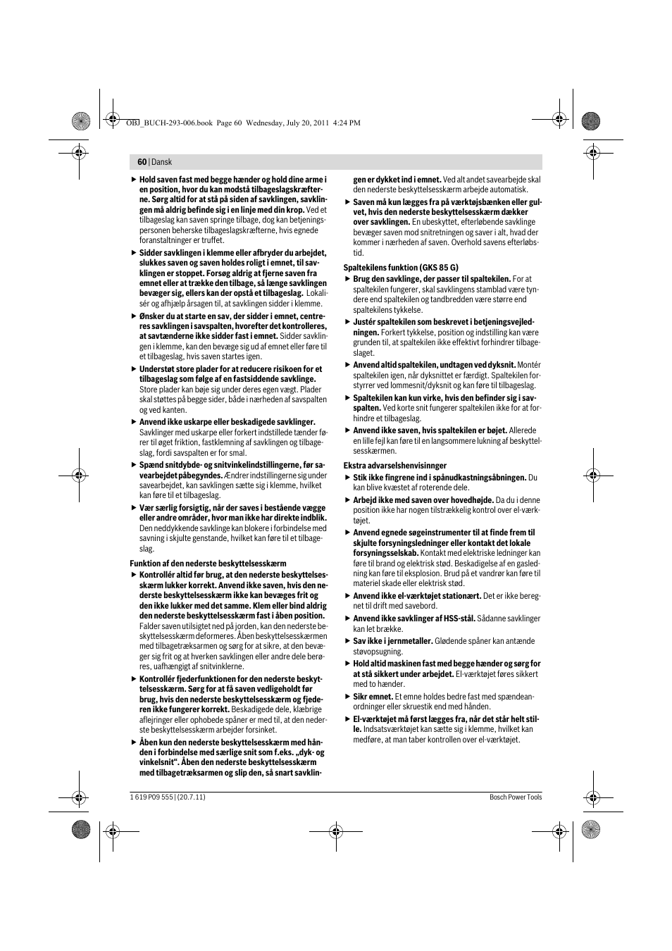 Bosch GKS 85 G Professional User Manual | Page 60 / 217
