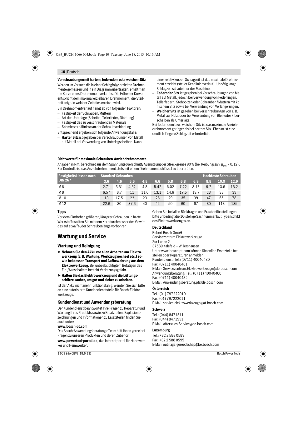 Wartung und service | Bosch GDR 10,8-LI Professional User Manual | Page 10 / 171