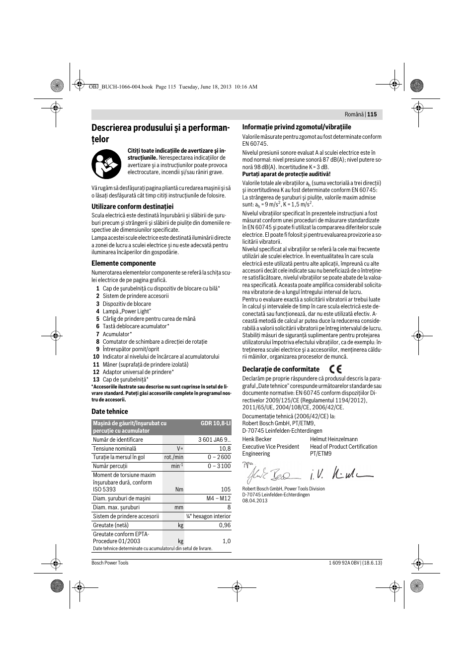 Descrierea produsului şi a performan- ţelor | Bosch GDR 10,8-LI Professional User Manual | Page 115 / 171
