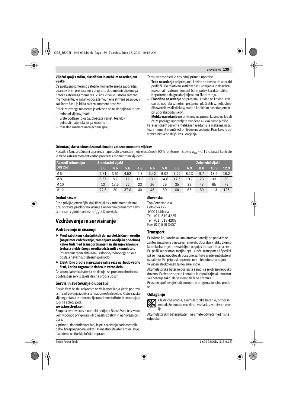 Vzdrževanje in servisiranje | Bosch GDR 10,8-LI Professional User Manual | Page 139 / 171