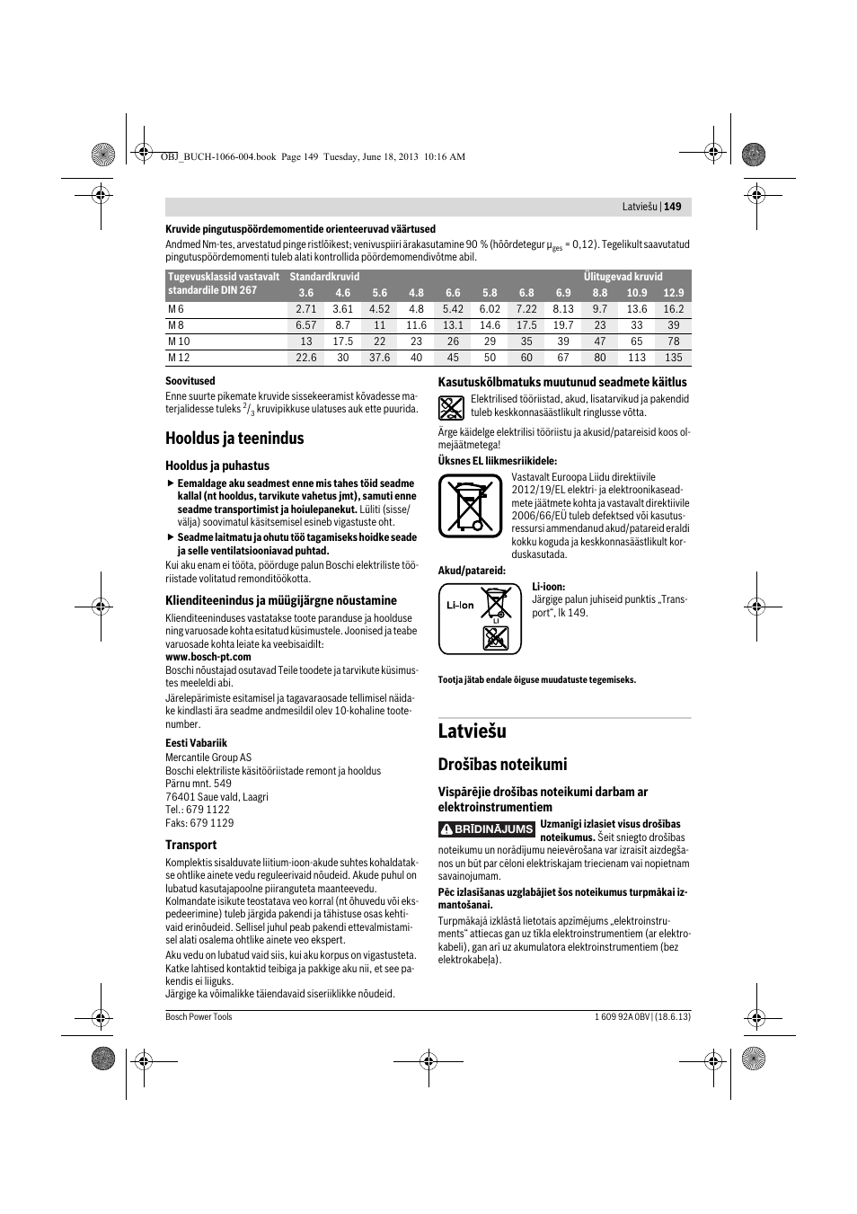 Latviešu, Hooldus ja teenindus | Bosch GDR 10,8-LI Professional User Manual | Page 149 / 171