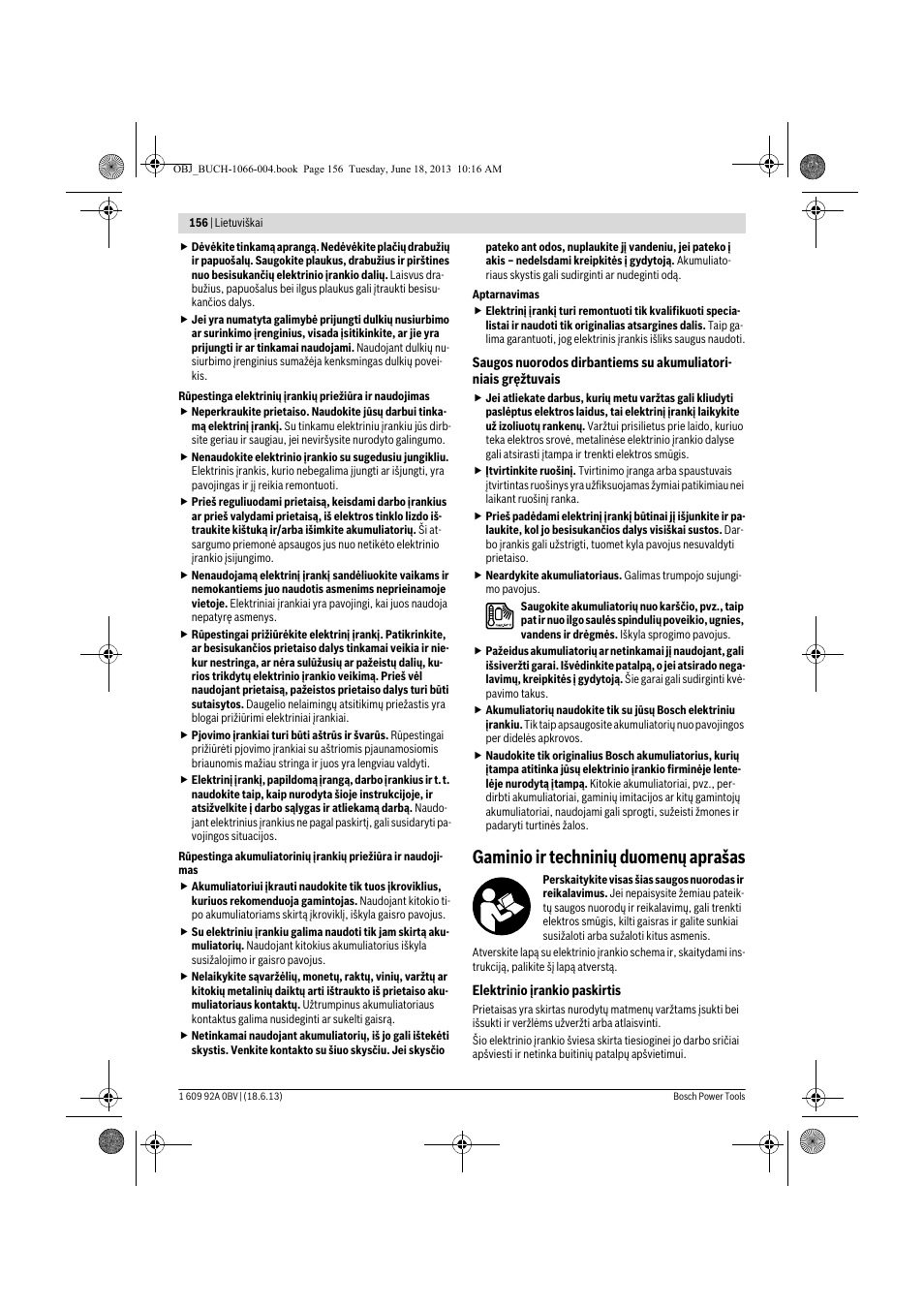 Gaminio ir techninių duomenų aprašas | Bosch GDR 10,8-LI Professional User Manual | Page 156 / 171