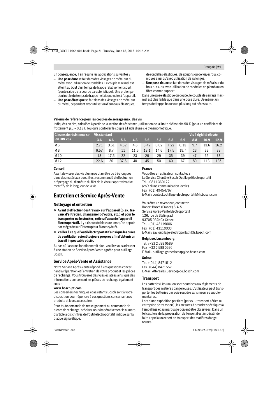 Entretien et service après-vente | Bosch GDR 10,8-LI Professional User Manual | Page 21 / 171