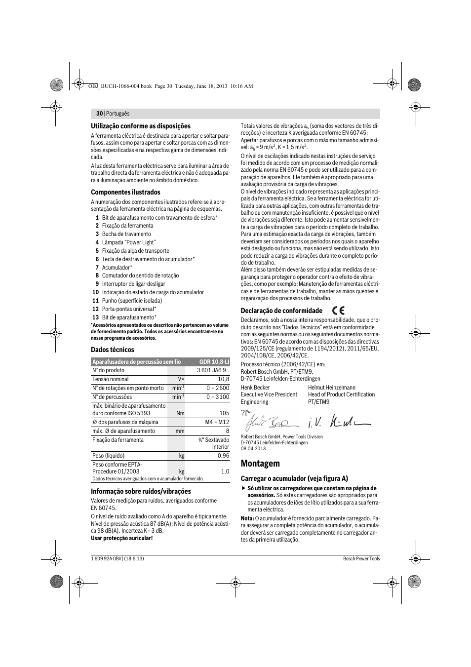 Montagem | Bosch GDR 10,8-LI Professional User Manual | Page 30 / 171