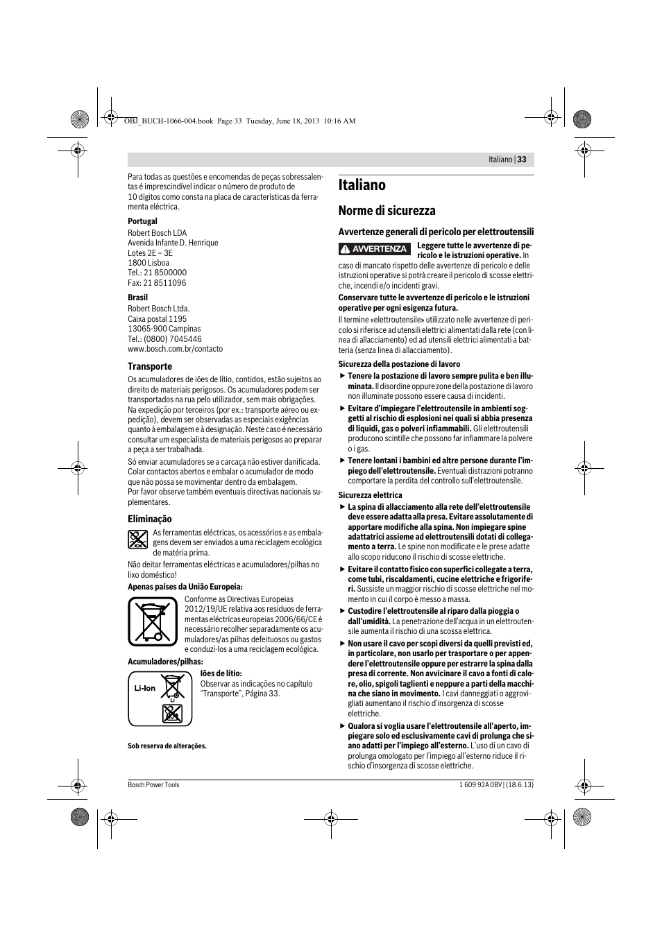 Italiano, Norme di sicurezza | Bosch GDR 10,8-LI Professional User Manual | Page 33 / 171