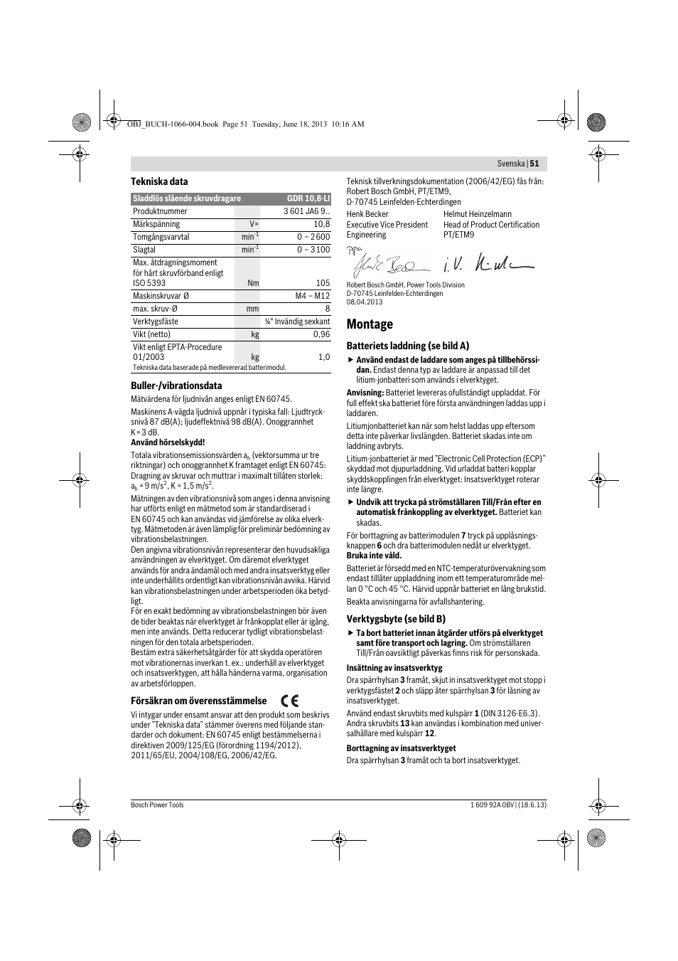 Montage | Bosch GDR 10,8-LI Professional User Manual | Page 51 / 171