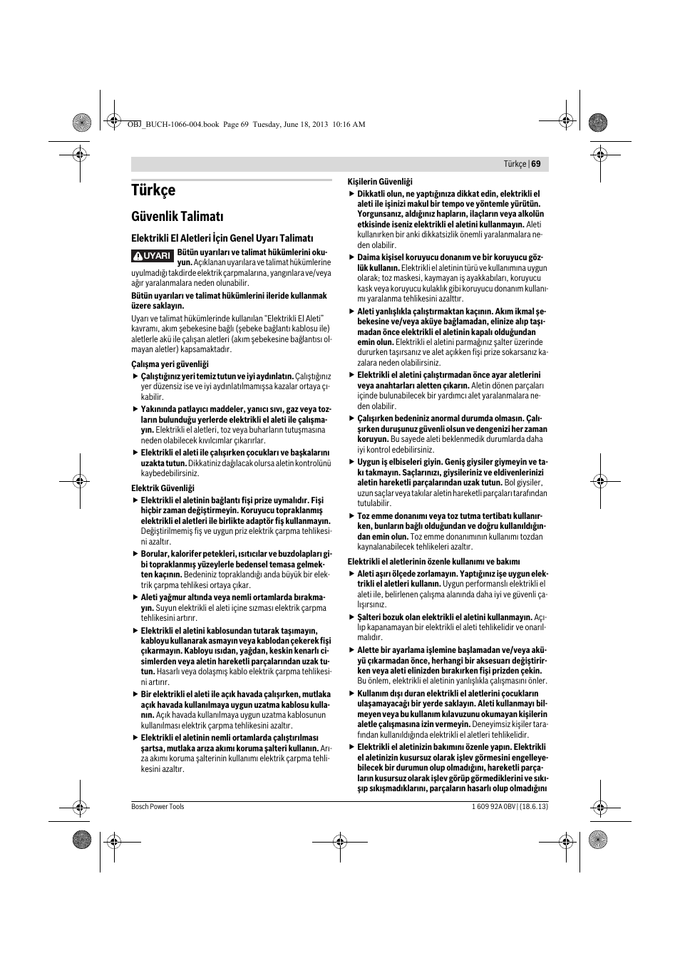 Türkçe, Güvenlik talimatı | Bosch GDR 10,8-LI Professional User Manual | Page 69 / 171