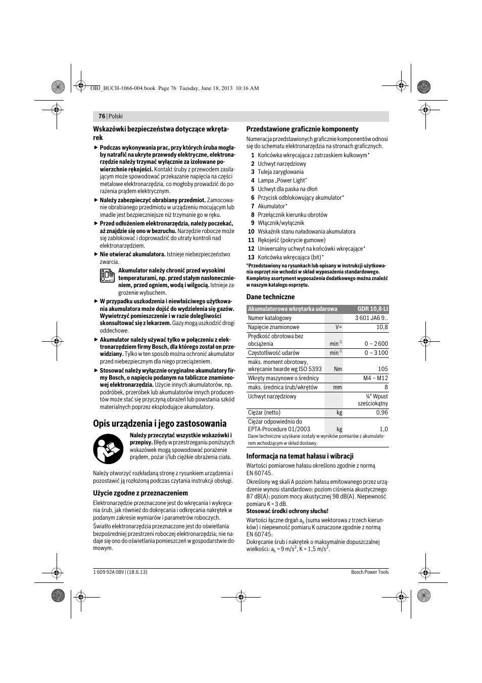 Opis urządzenia i jego zastosowania | Bosch GDR 10,8-LI Professional User Manual | Page 76 / 171