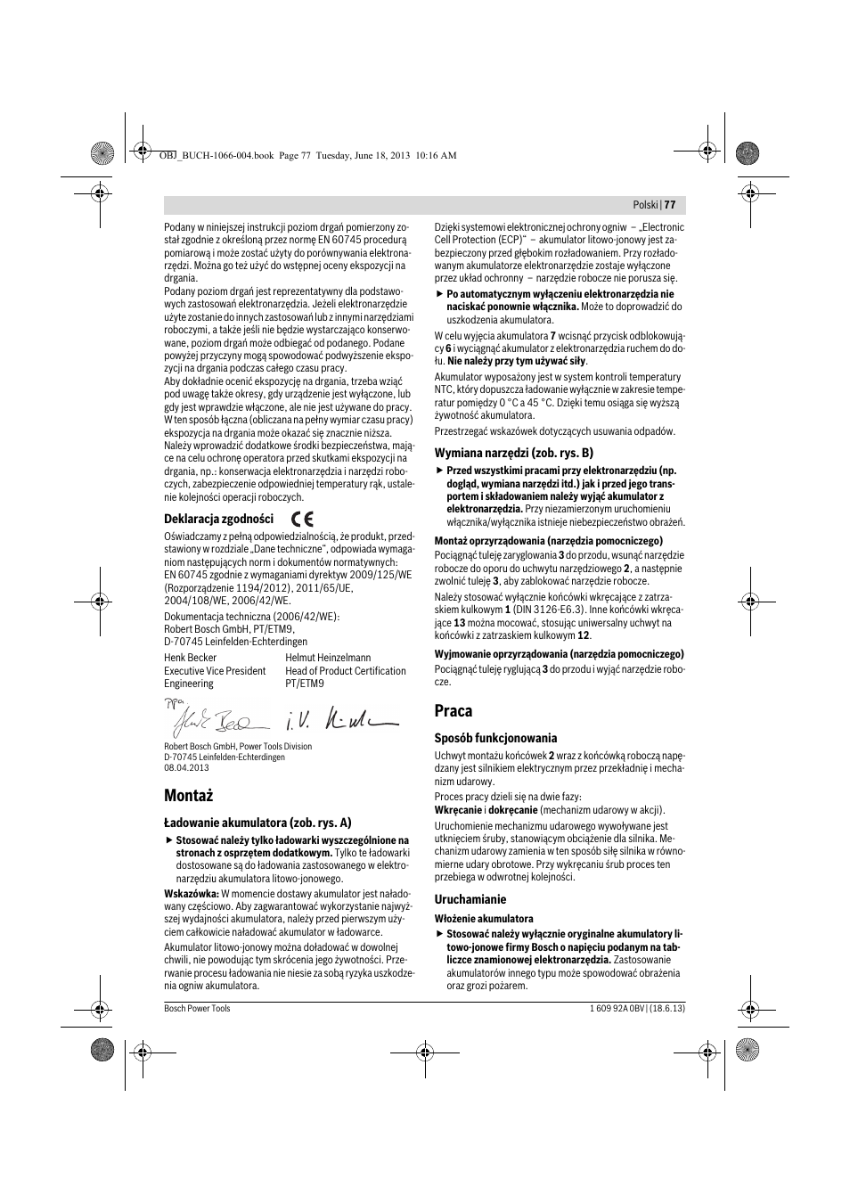 Montaż, Praca | Bosch GDR 10,8-LI Professional User Manual | Page 77 / 171