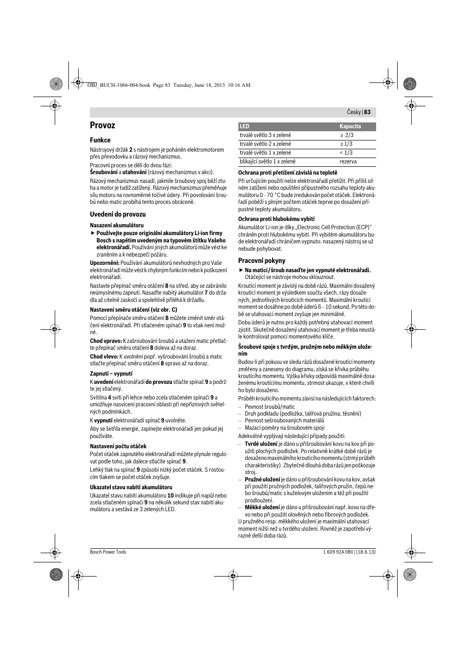 Provoz | Bosch GDR 10,8-LI Professional User Manual | Page 83 / 171