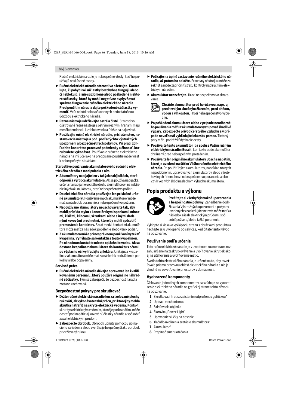Popis produktu a výkonu | Bosch GDR 10,8-LI Professional User Manual | Page 86 / 171