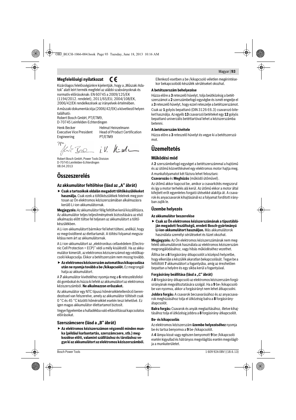 Összeszerelés, Üzemeltetés | Bosch GDR 10,8-LI Professional User Manual | Page 93 / 171