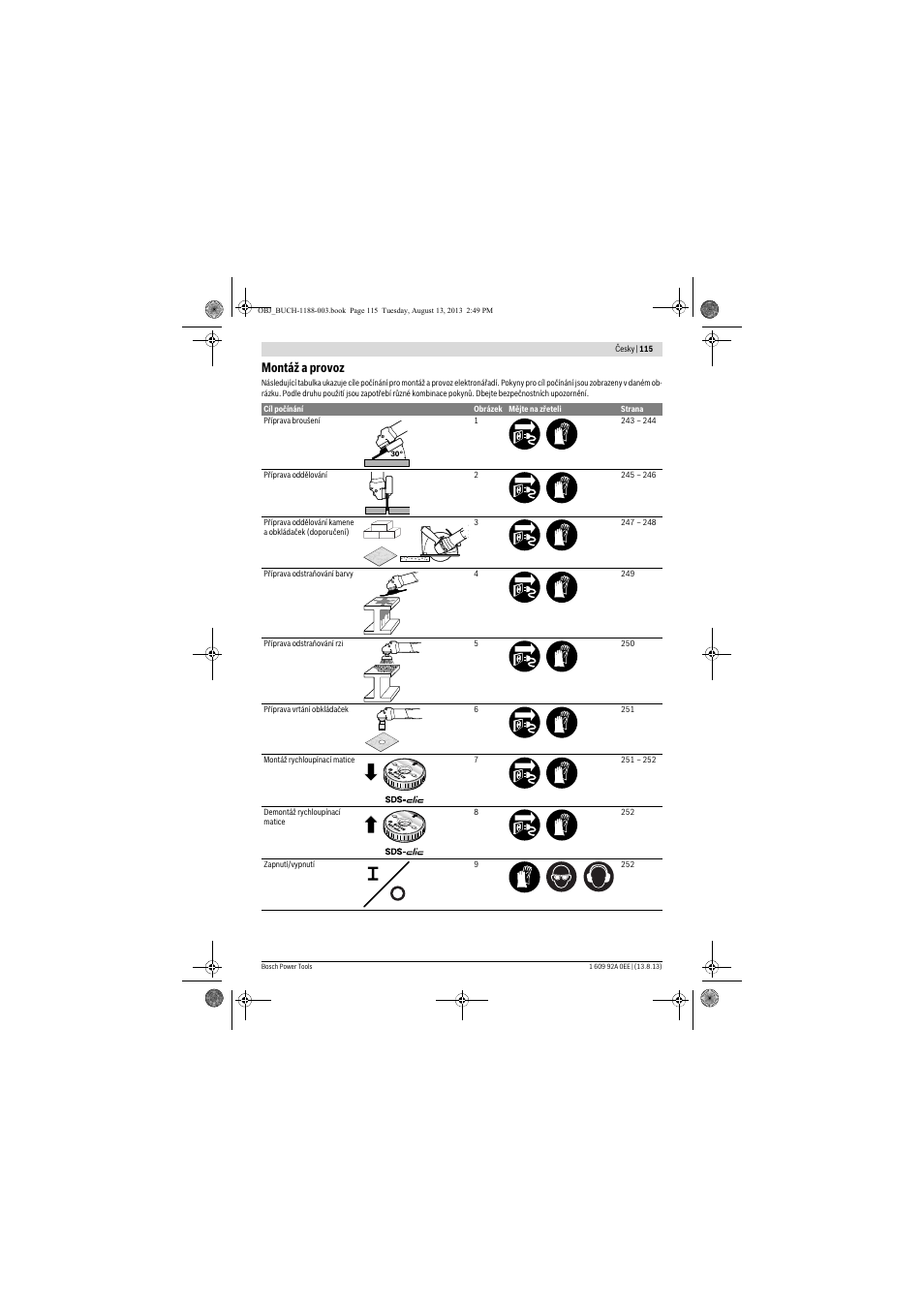 Montáž a provoz | Bosch GWS 7-125 Professional User Manual | Page 115 / 257