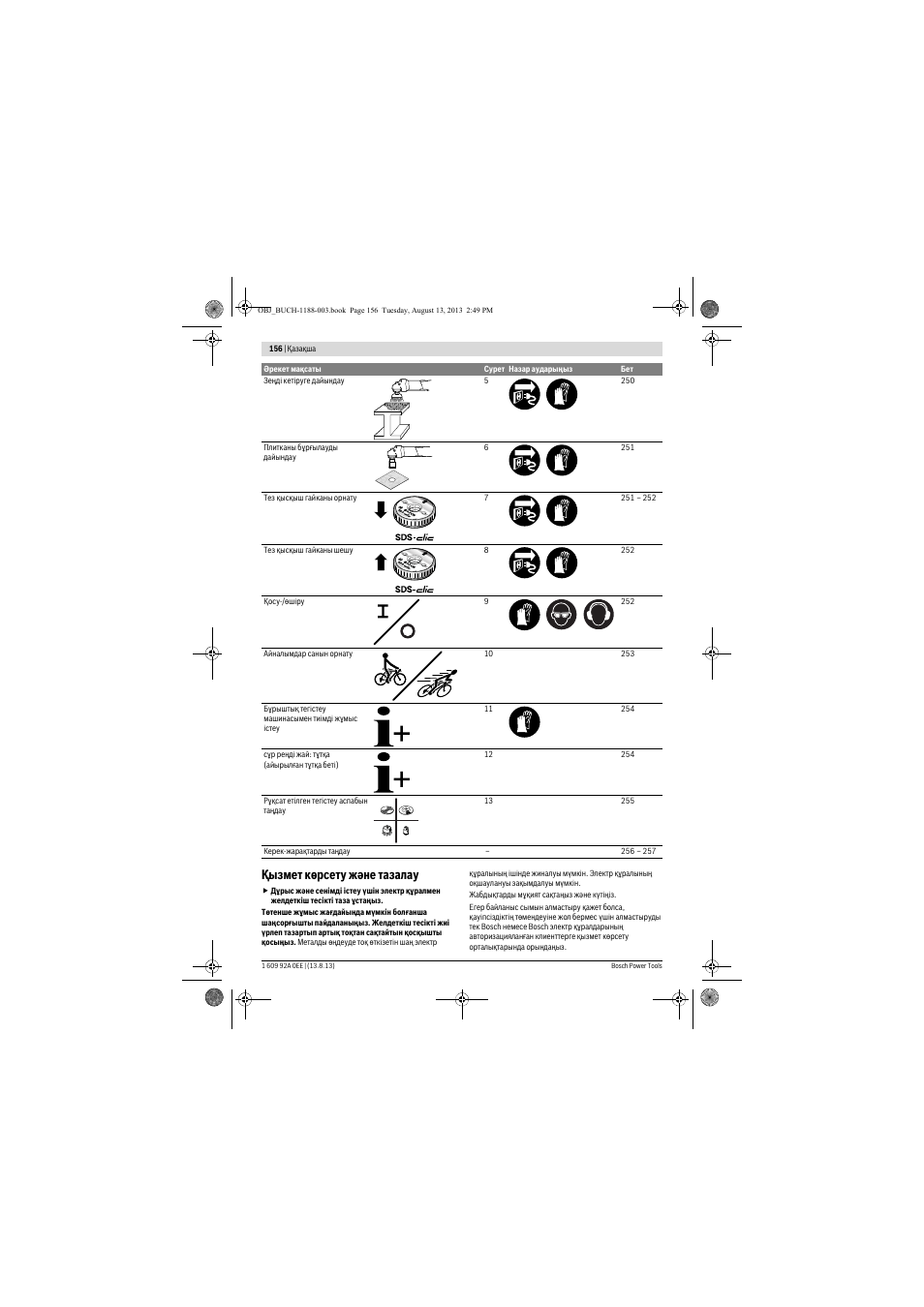 Қызмет көрсету және тазалау | Bosch GWS 7-125 Professional User Manual | Page 156 / 257