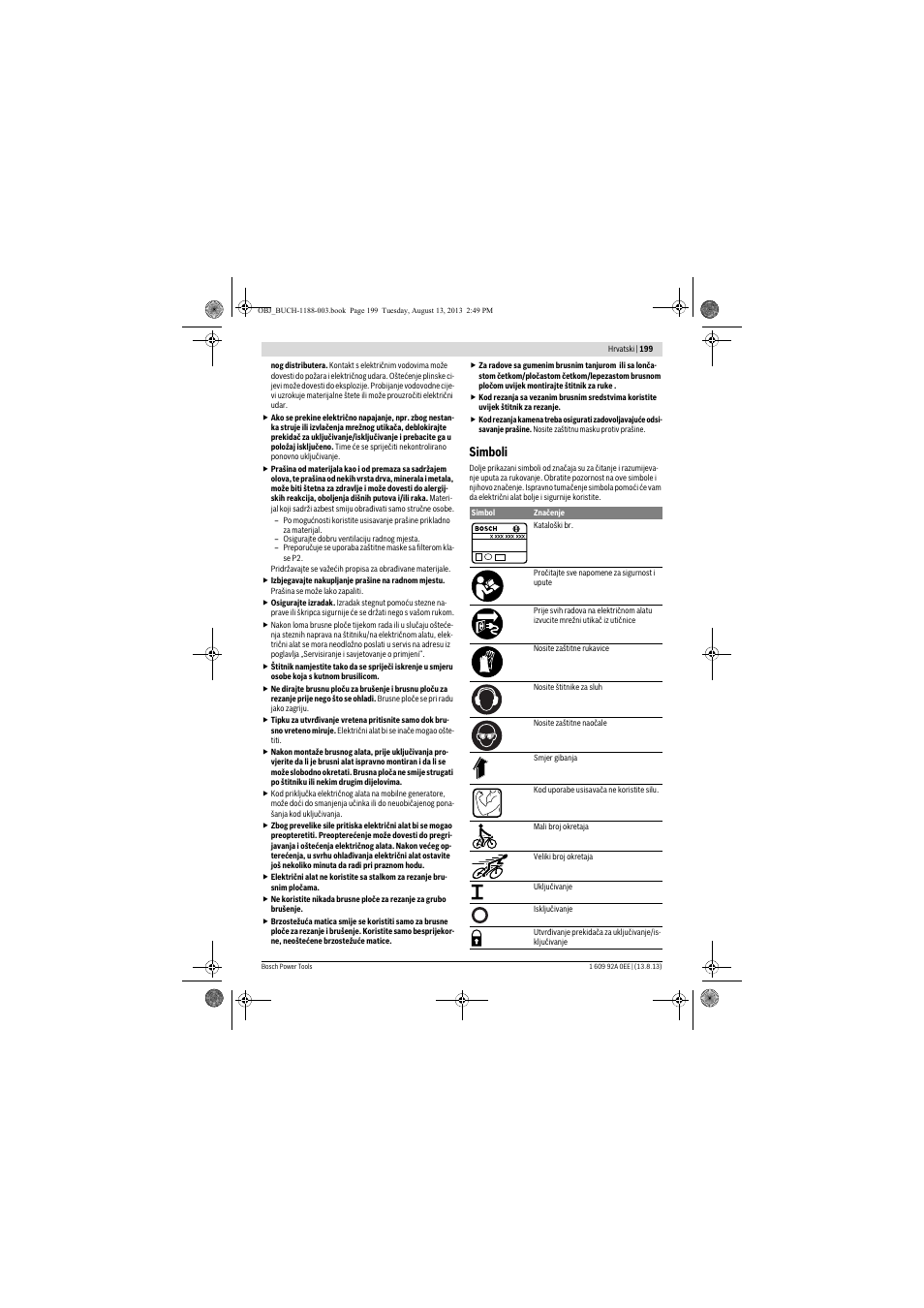Simboli | Bosch GWS 7-125 Professional User Manual | Page 199 / 257