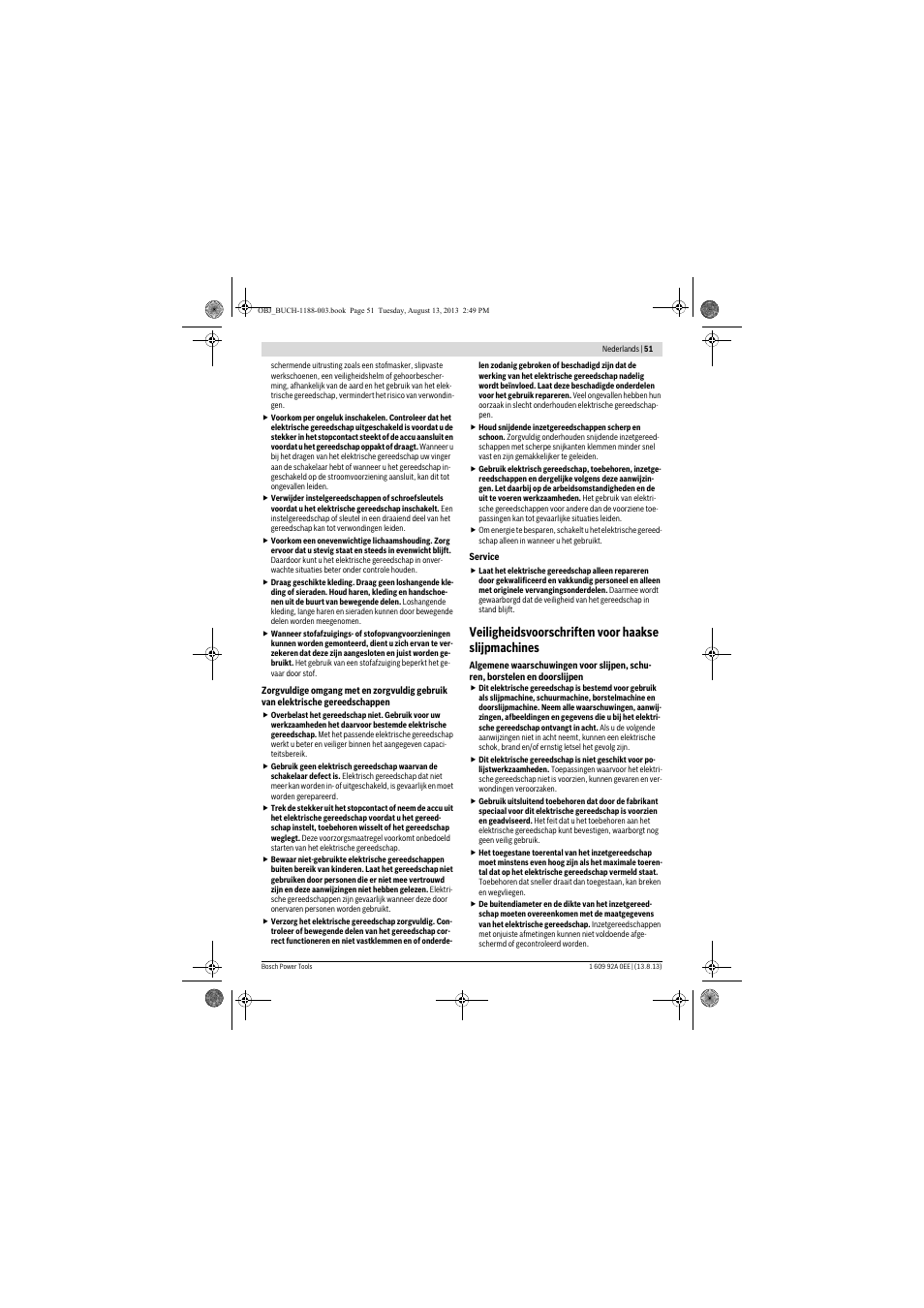 Veiligheidsvoorschriften voor haakse slijpmachines | Bosch GWS 7-125 Professional User Manual | Page 51 / 257