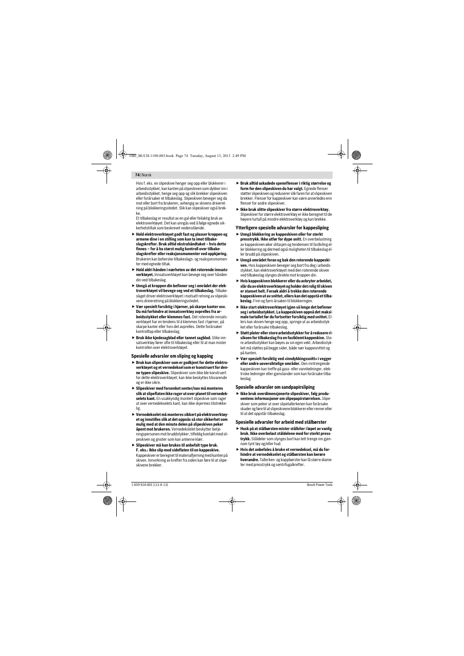 Bosch GWS 7-125 Professional User Manual | Page 74 / 257