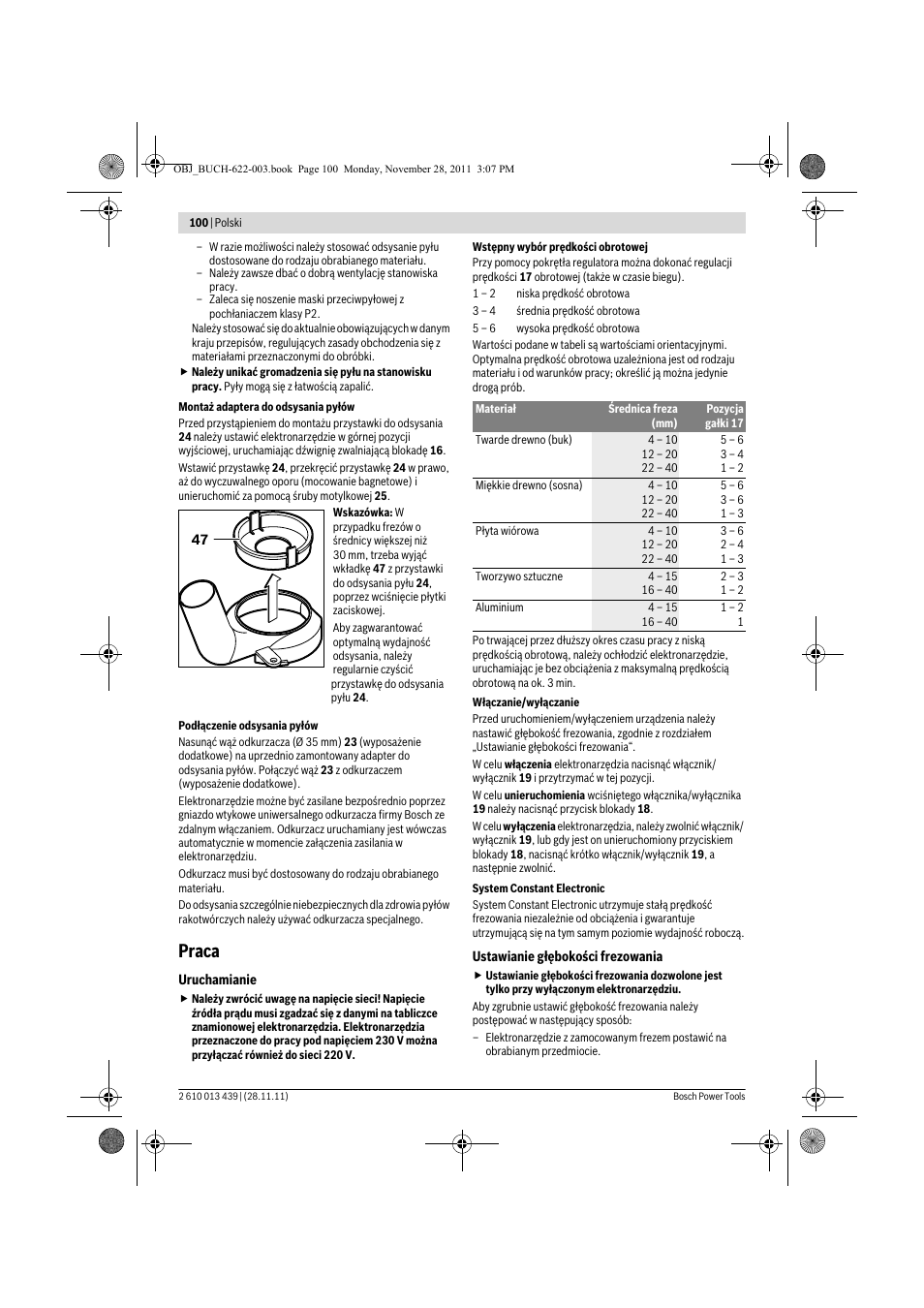 Praca | Bosch GOF 2000 CE Professional User Manual | Page 100 / 210