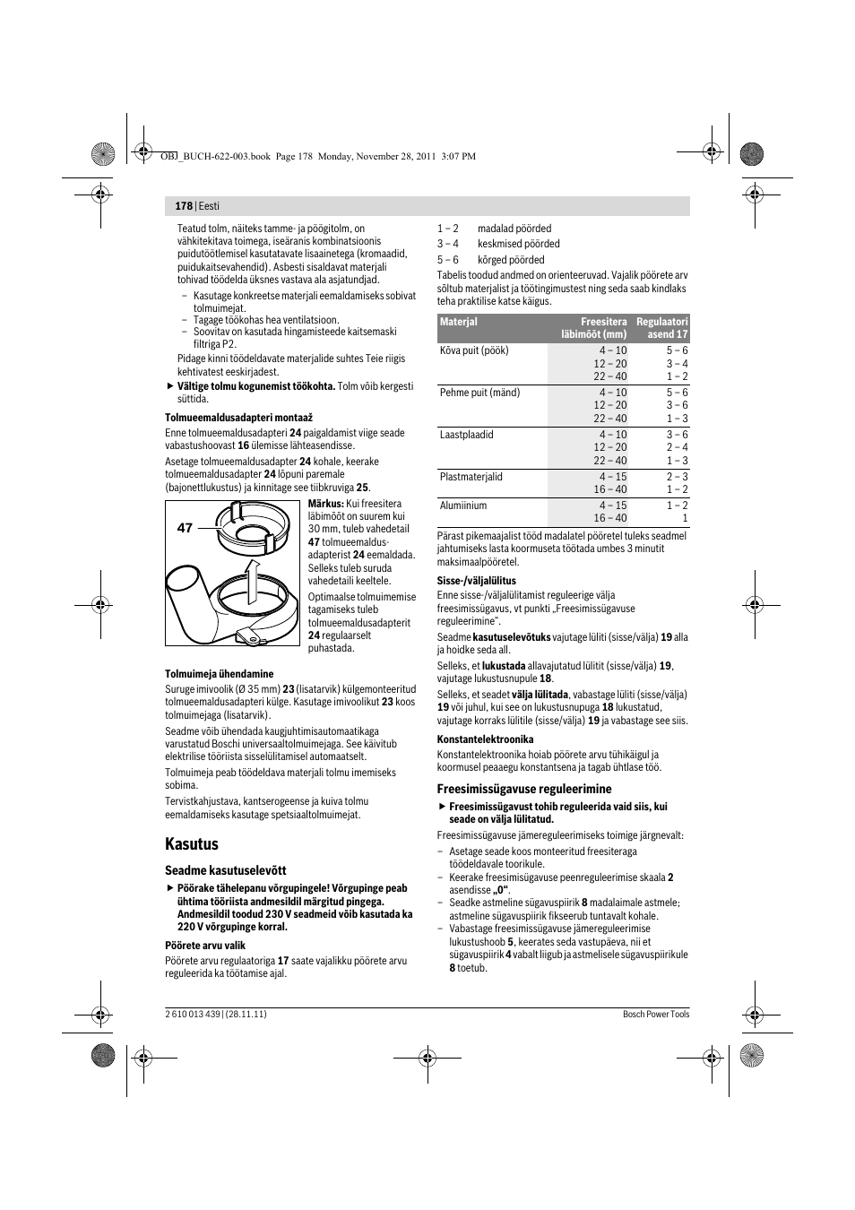 Kasutus | Bosch GOF 2000 CE Professional User Manual | Page 178 / 210
