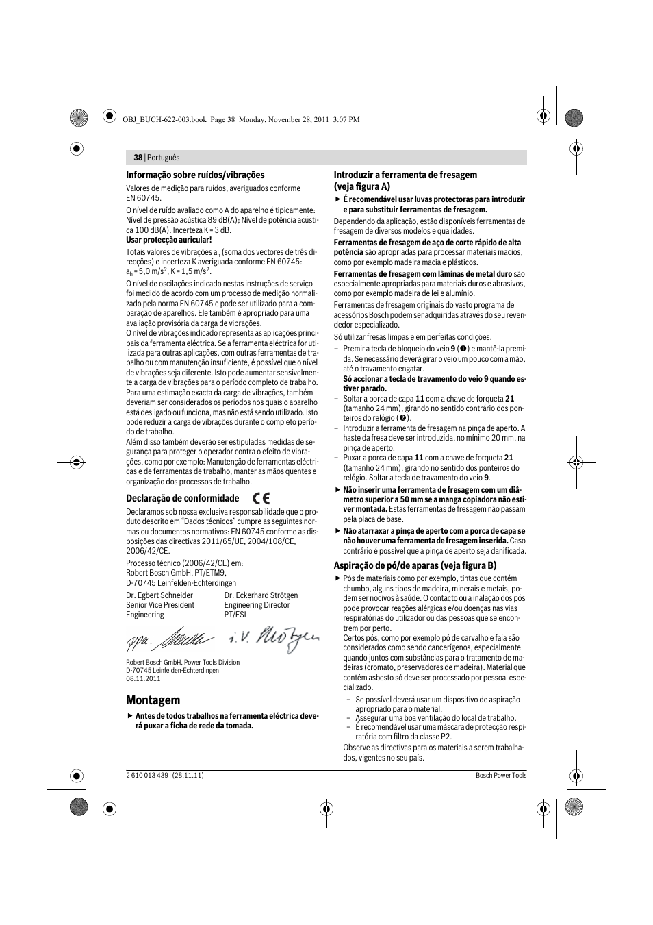 Montagem | Bosch GOF 2000 CE Professional User Manual | Page 38 / 210