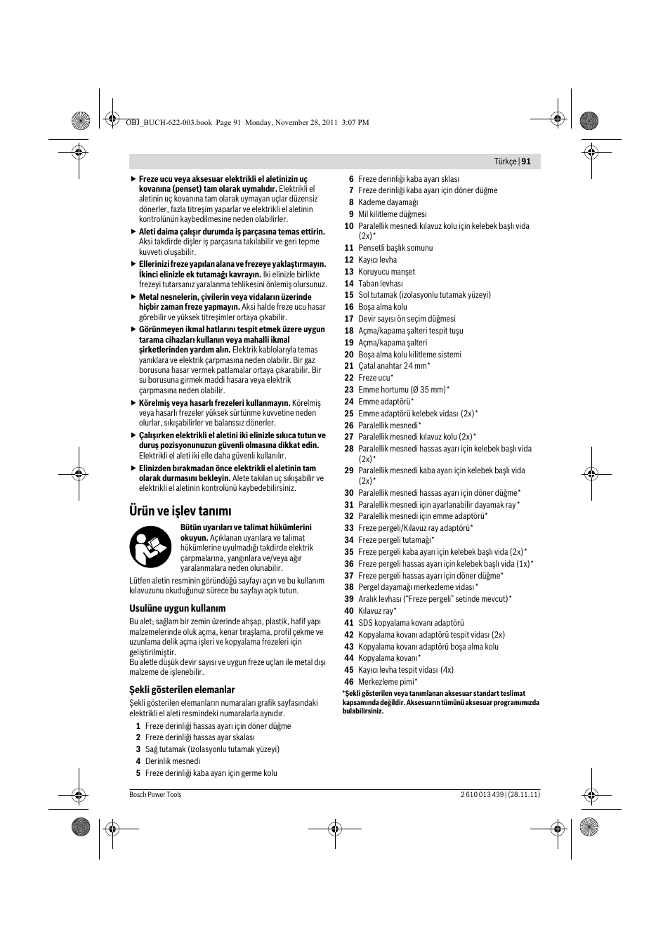 Ürün ve işlev tan m | Bosch GOF 2000 CE Professional User Manual | Page 91 / 210