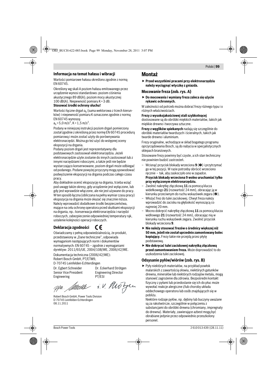 Montaż | Bosch GOF 2000 CE Professional User Manual | Page 99 / 210