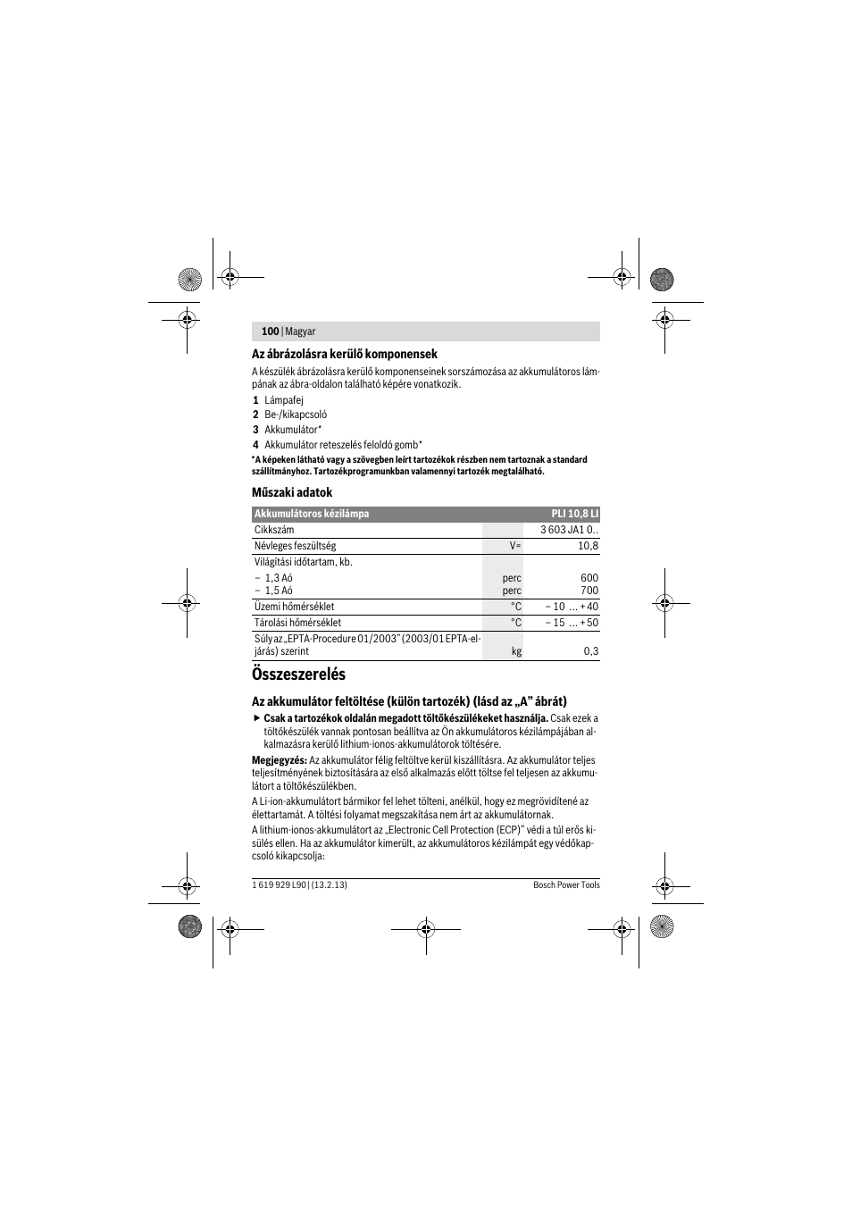 Összeszerelés | Bosch PLI 10,8 LI User Manual | Page 100 / 179
